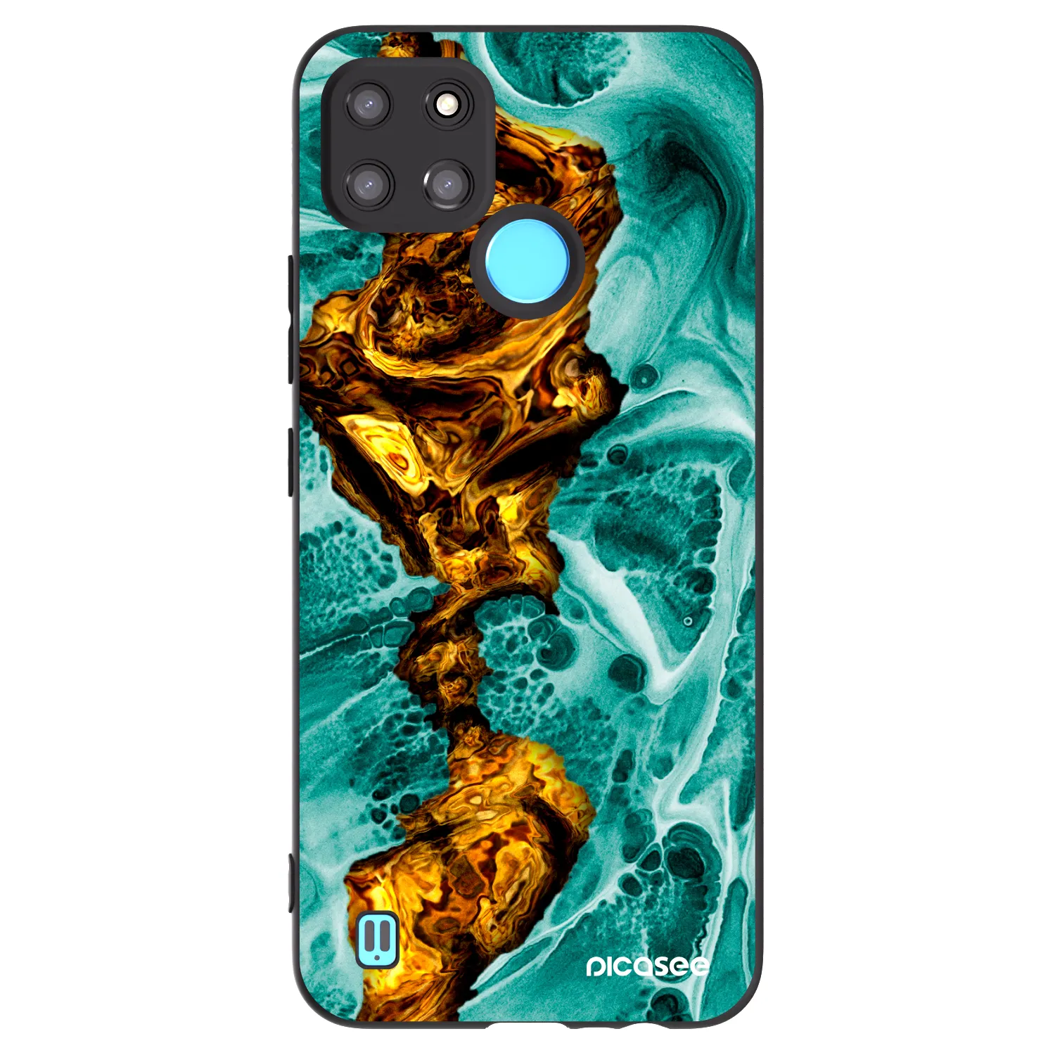 Picasee Realme C21Y Hülle - Schwarzes Silikon - Goldsky