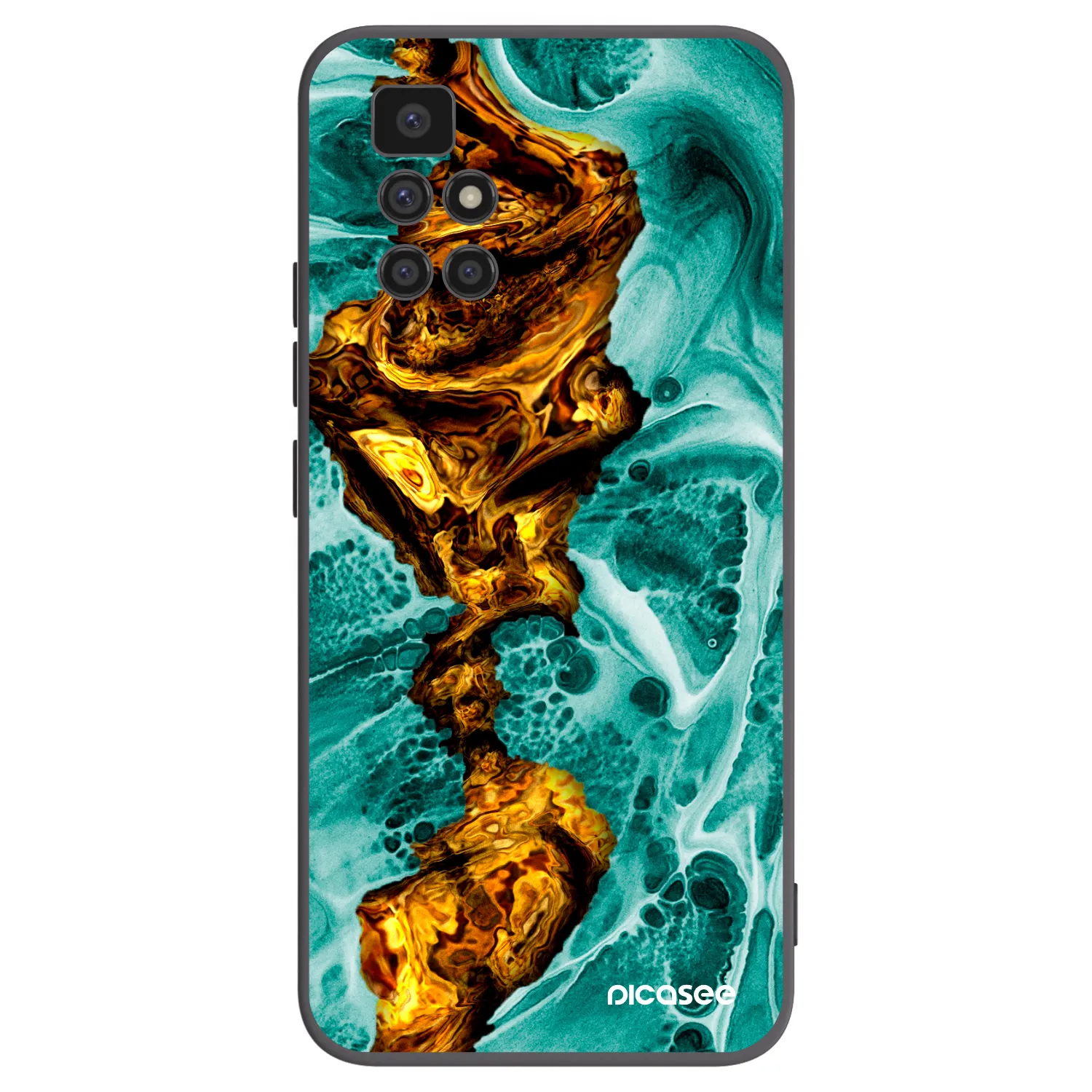 Picasee Xiaomi Redmi 10 (2022) Hülle - Schwarzes Silikon - Goldsky