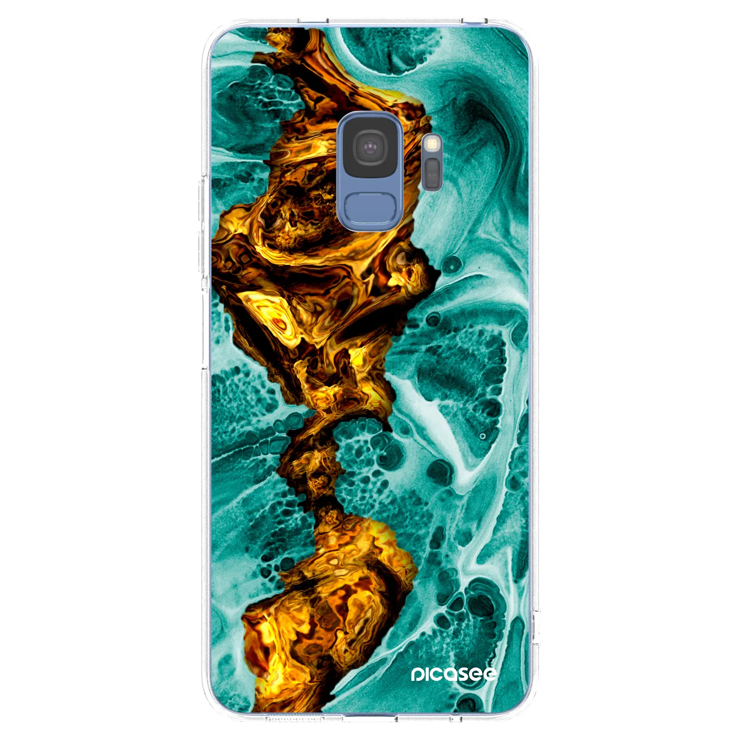 Picasee Samsung Galaxy S9 G960F Hülle - Transparentes Silikon - Goldsky