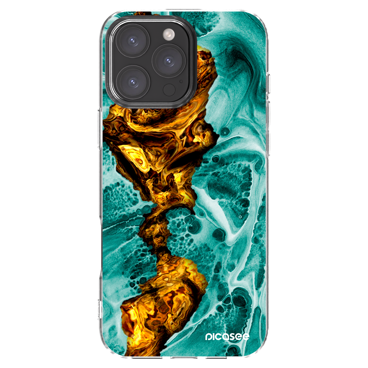 Picasee Apple iPhone 16 Pro Max Hülle - Transparentes Silikon - Goldsky
