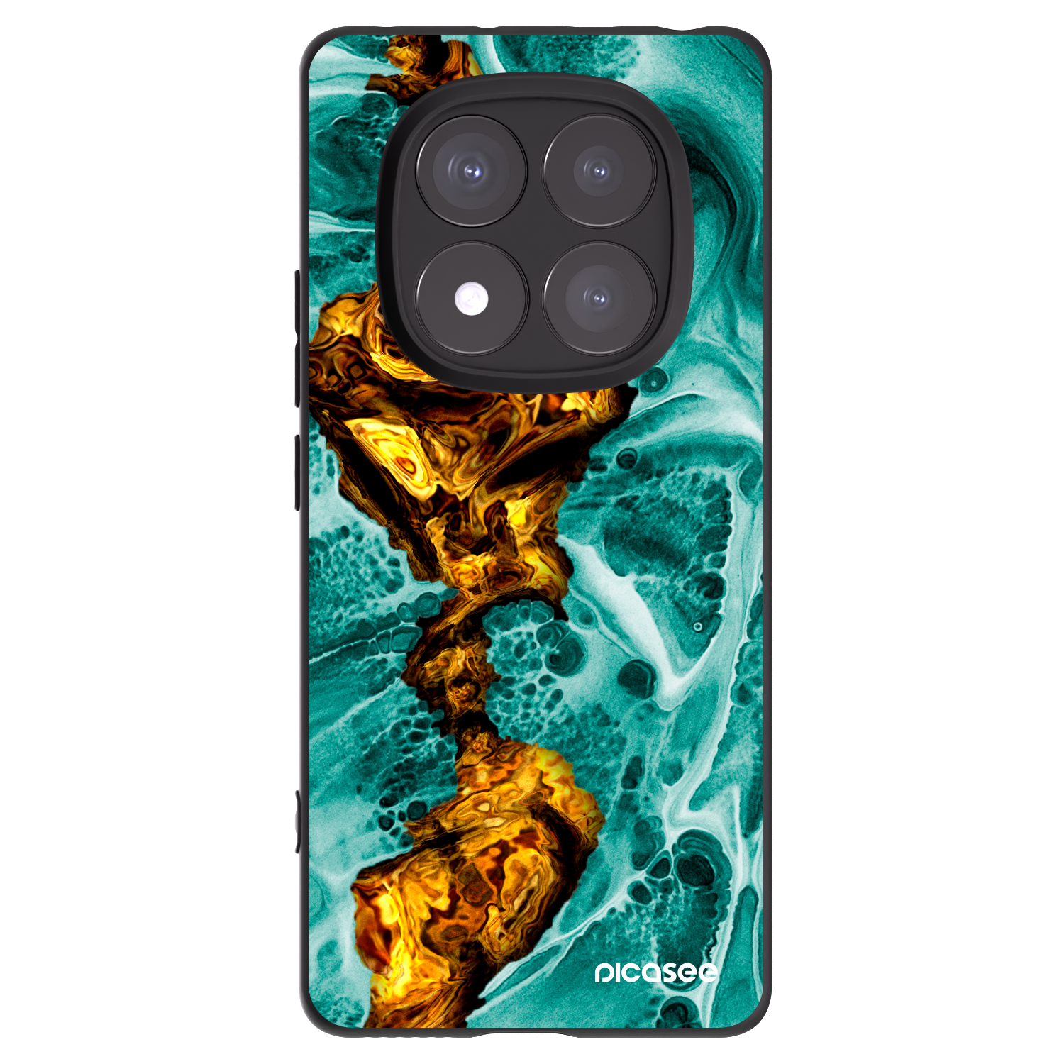 Picasee Xiaomi Redmi Note 14 Pro 5G Hülle - Schwarzes Silikon - Goldsky