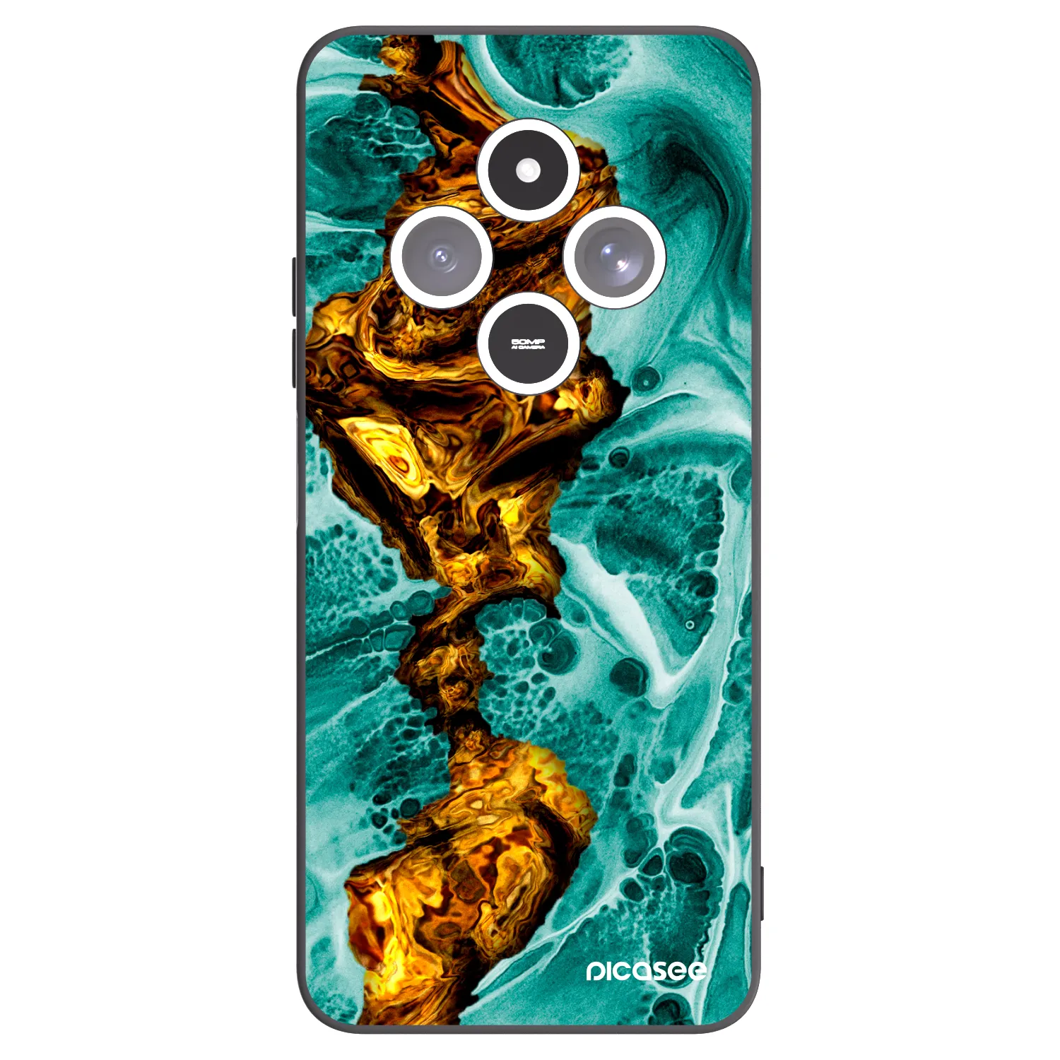 Picasee Xiaomi Redmi 14C Hülle - Schwarzes Silikon - Goldsky