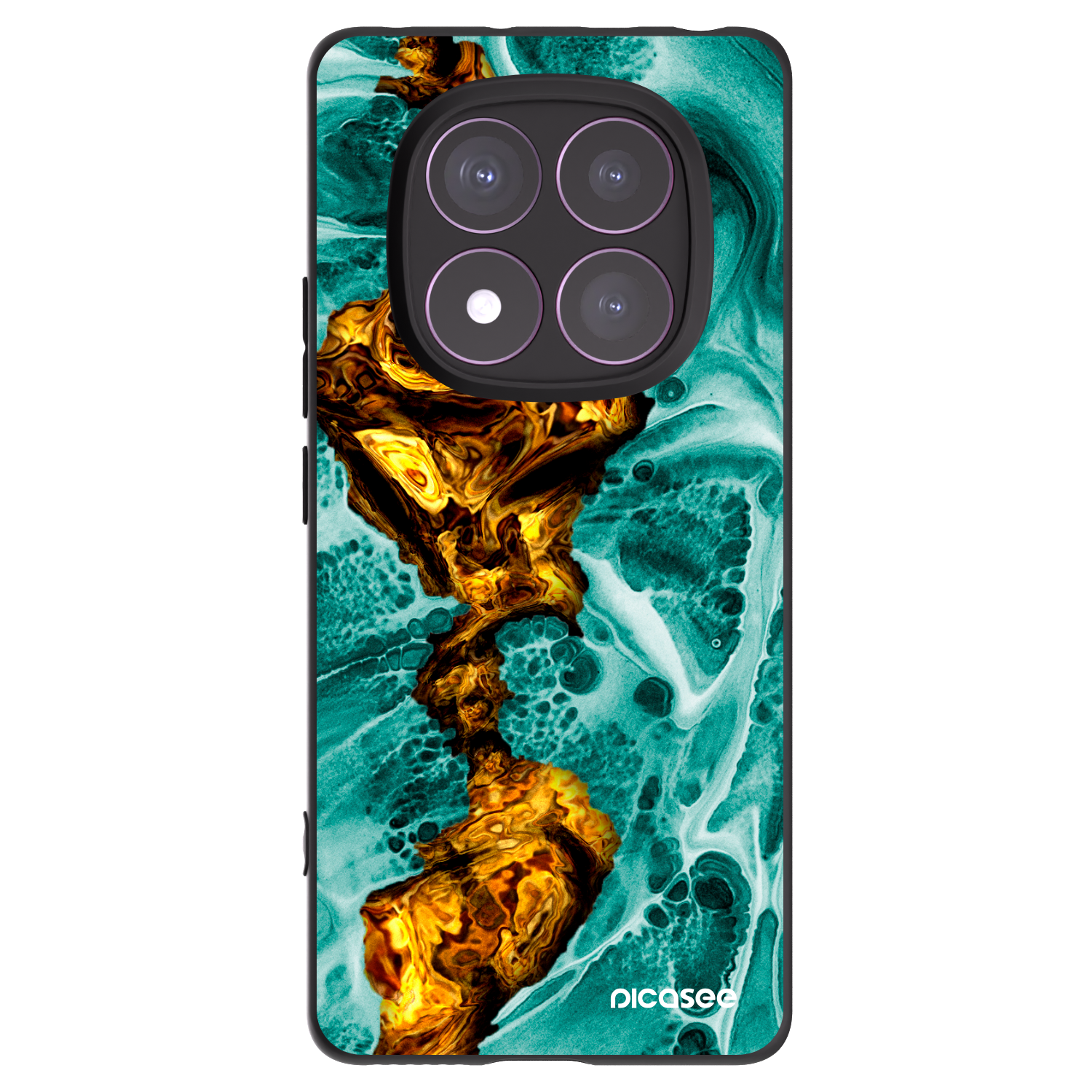 Picasee Xiaomi Redmi Note 14 Pro 4G Hülle - Schwarzes Silikon - Goldsky