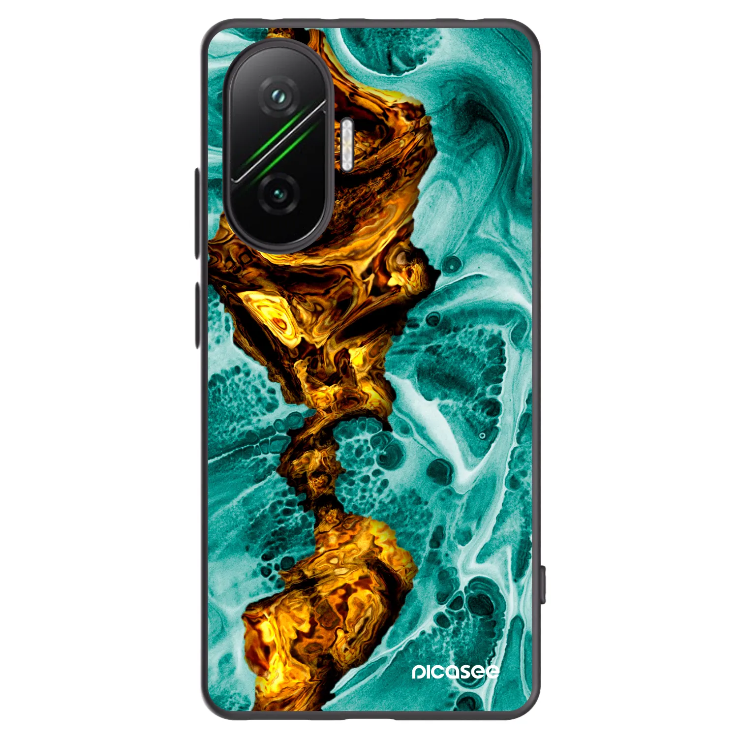 Picasee Xiaomi Poco F7 Pro 5G Hülle - Schwarzes Silikon - Goldsky