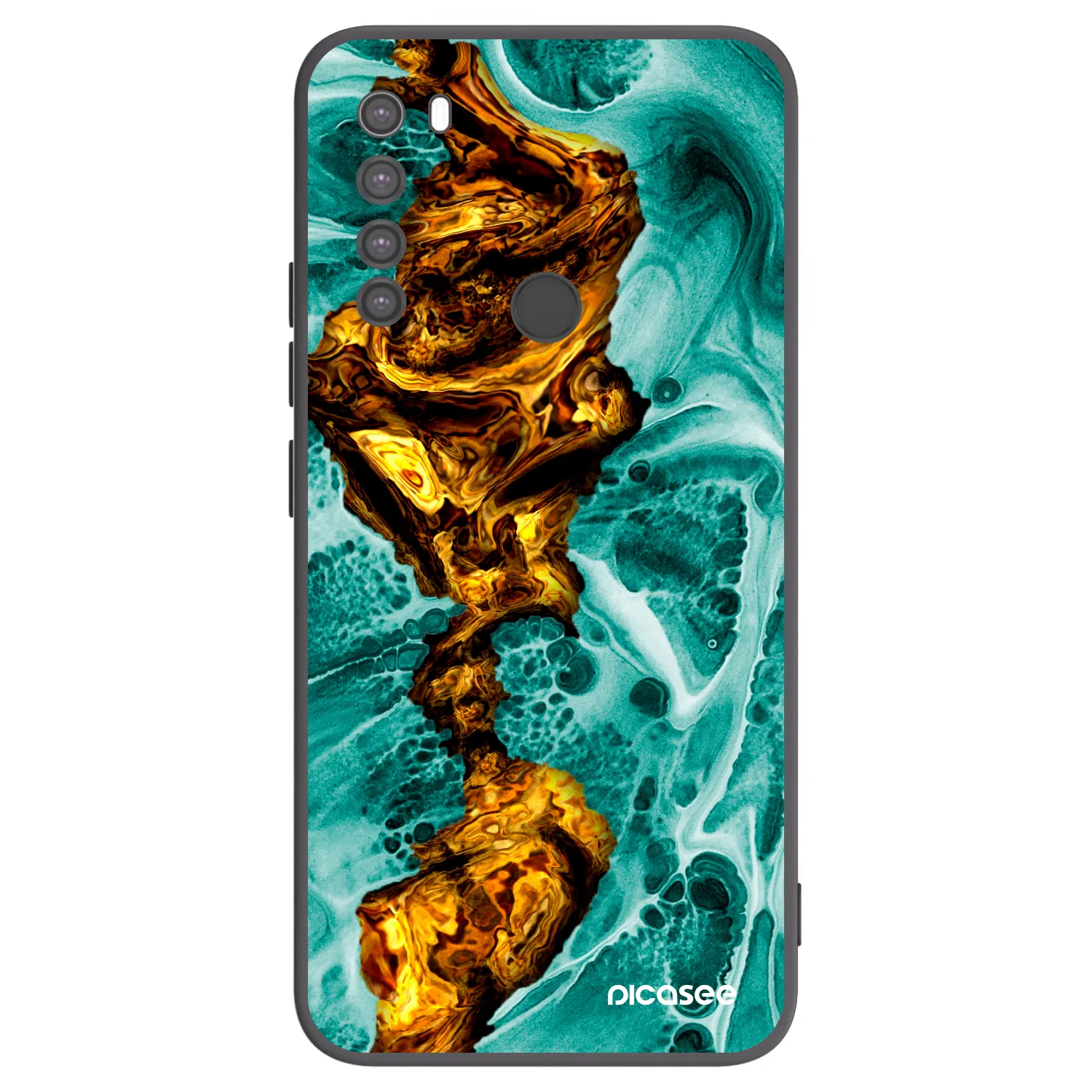 Picasee Xiaomi Redmi Note 8 Hülle - Schwarzes Silikon - Goldsky