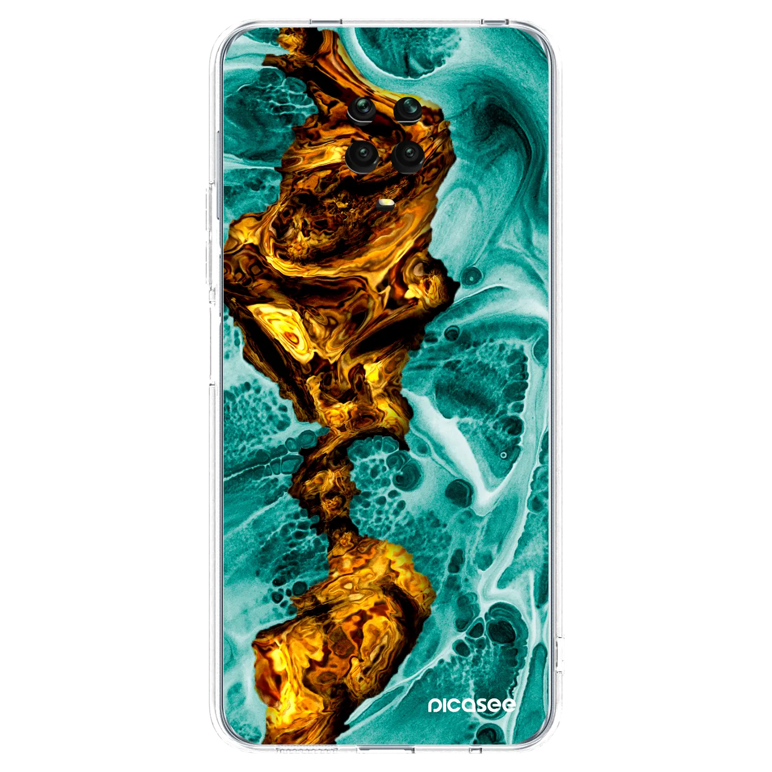 Picasee Xiaomi Redmi Note 9S Hülle - Transparentes Silikon - Goldsky