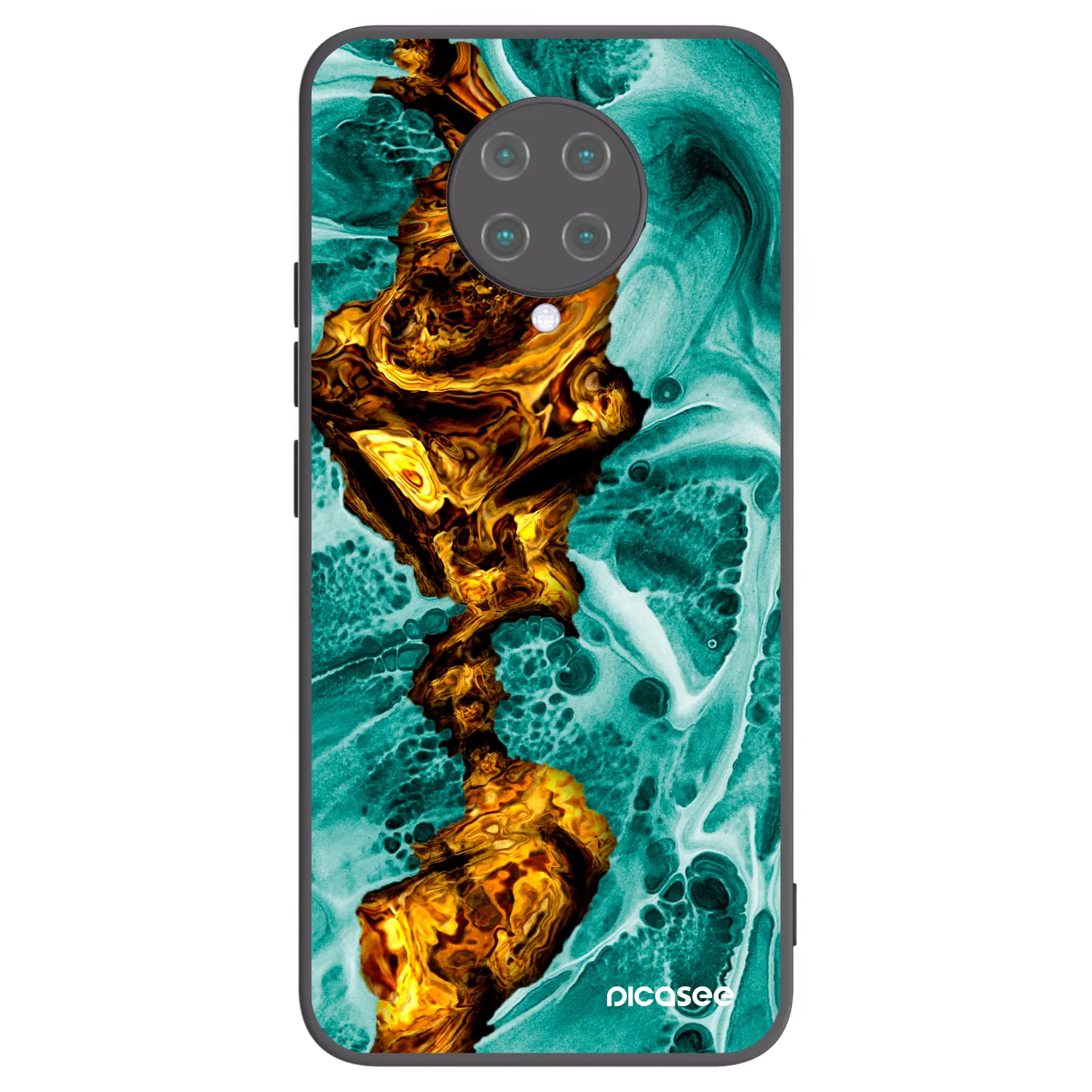 Picasee Xiaomi Poco F2 Pro Hülle - Schwarzes Silikon - Goldsky