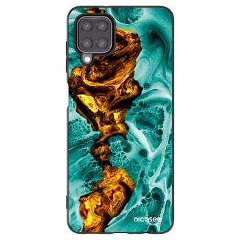 Picasee Samsung Galaxy A12 A125F Hülle - Schwarzes Silikon - Goldsky