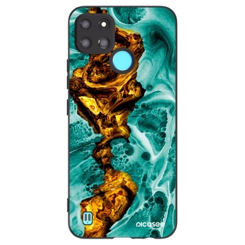 Picasee Realme C21Y Hülle - Schwarzes Silikon - Goldsky