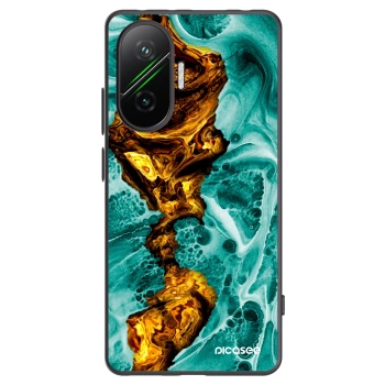 Picasee Xiaomi Poco F7 Pro 5G Hülle - Schwarzes Silikon - Goldsky