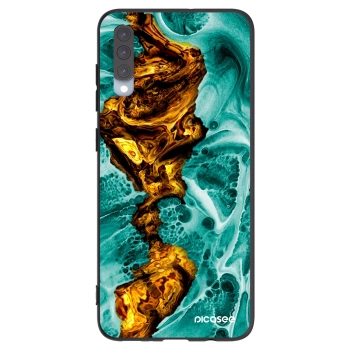 Picasee Samsung Galaxy A70 A705F Hülle - Schwarzes Silikon - Goldsky