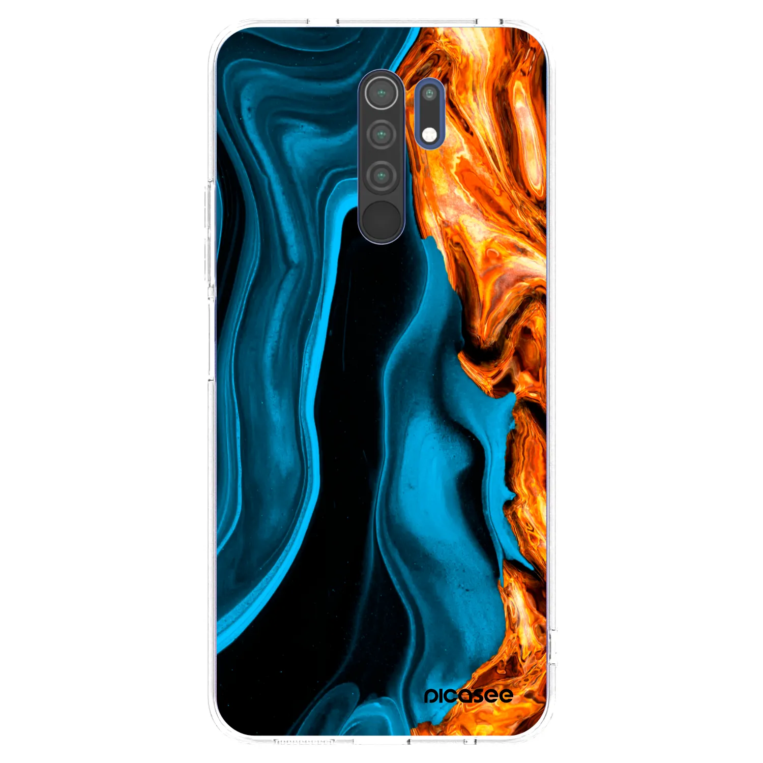 Picasee Xiaomi Redmi 9 Hülle - Transparentes Silikon - Gold blue