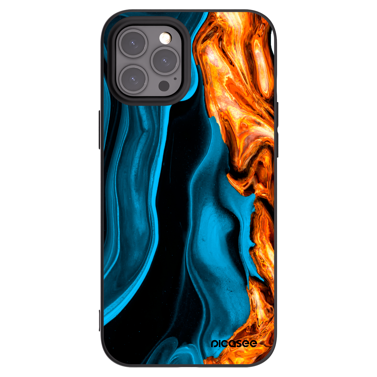 Picasee Apple iPhone 12 Pro Max Hülle - Schwarzes Silikon - Gold blue