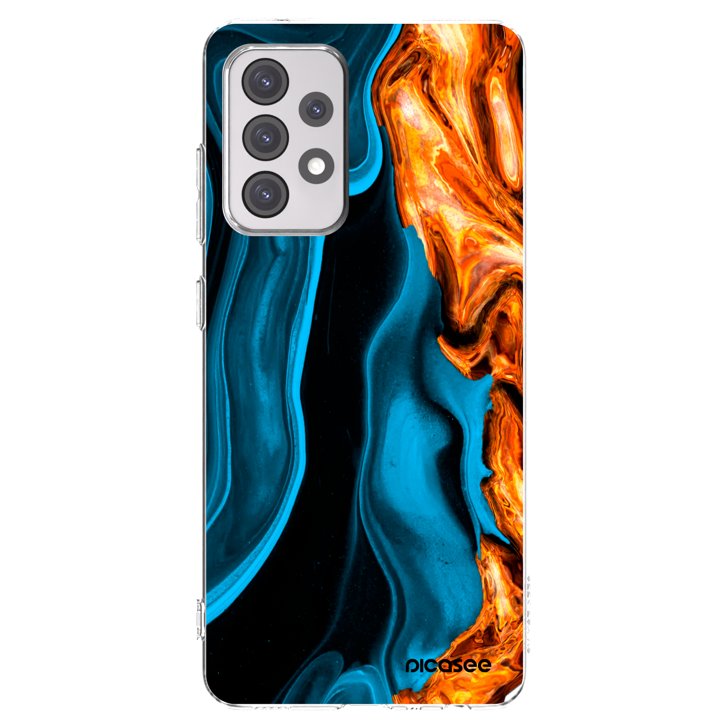 Picasee Samsung Galaxy A52 5G A525F Hülle - Transparentes Silikon - Gold blue
