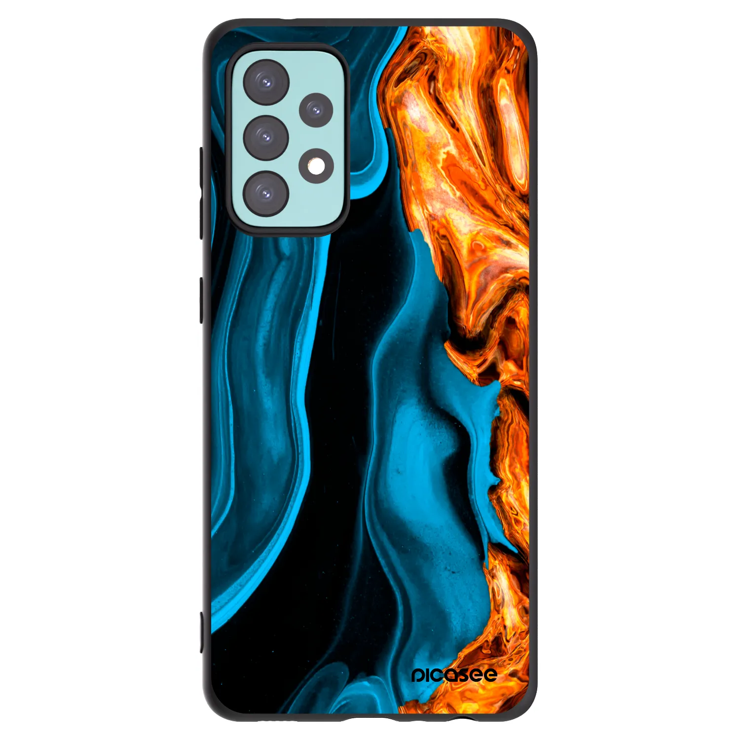 Picasee Samsung Galaxy A72 A725F Hülle - Schwarzes Silikon - Gold blue