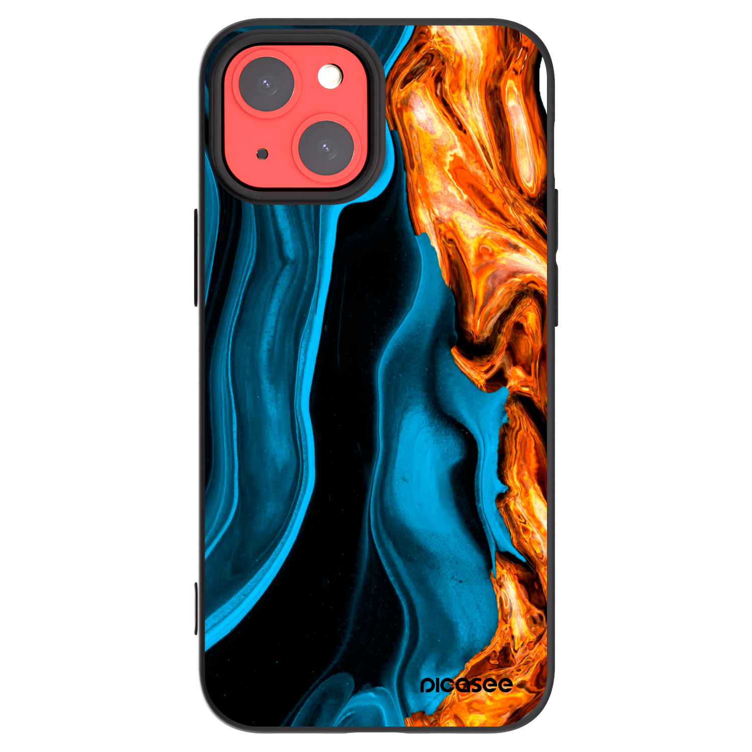 Picasee Apple iPhone 13 mini Hülle - Schwarzes Silikon - Gold blue