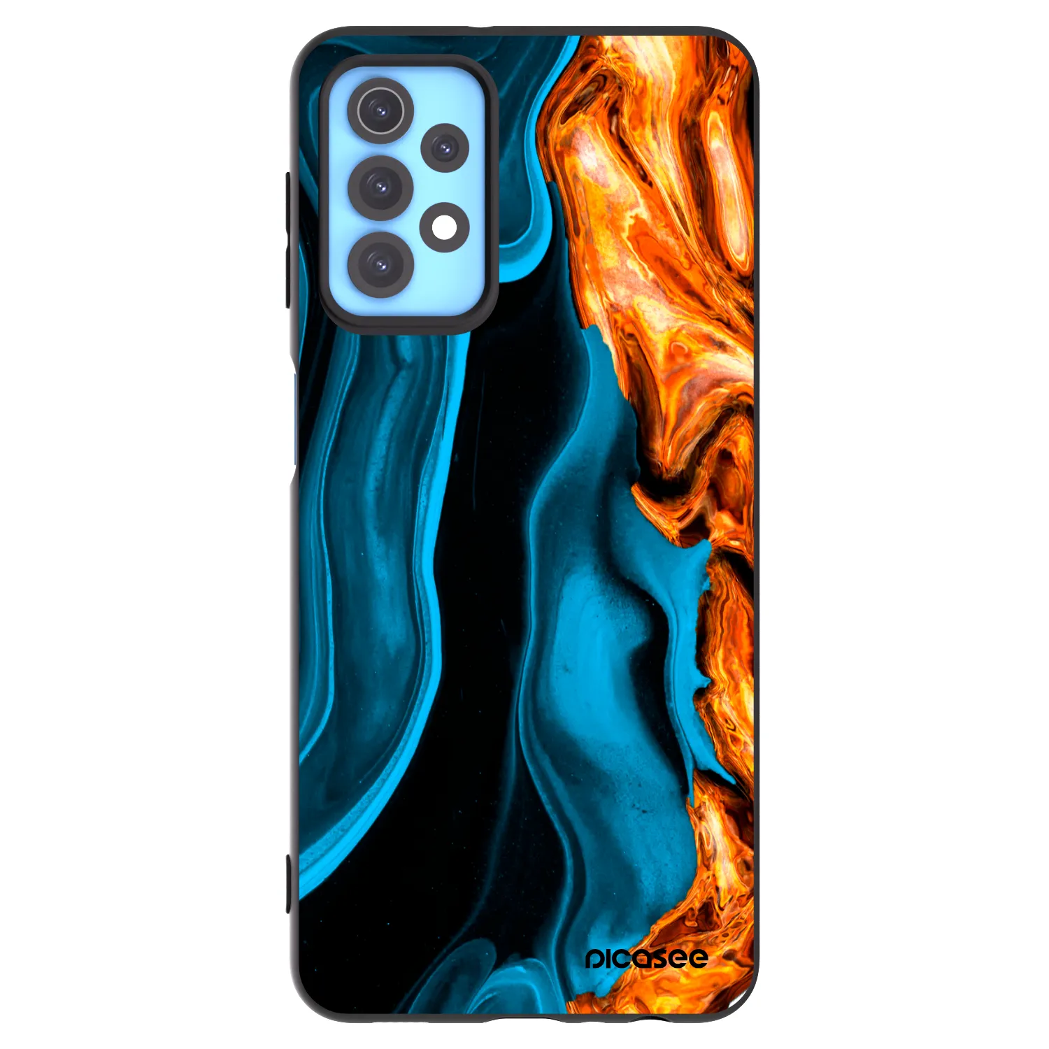 Picasee Samsung Galaxy A32 4G SM-A325F Hülle - Schwarzes Silikon - Gold blue