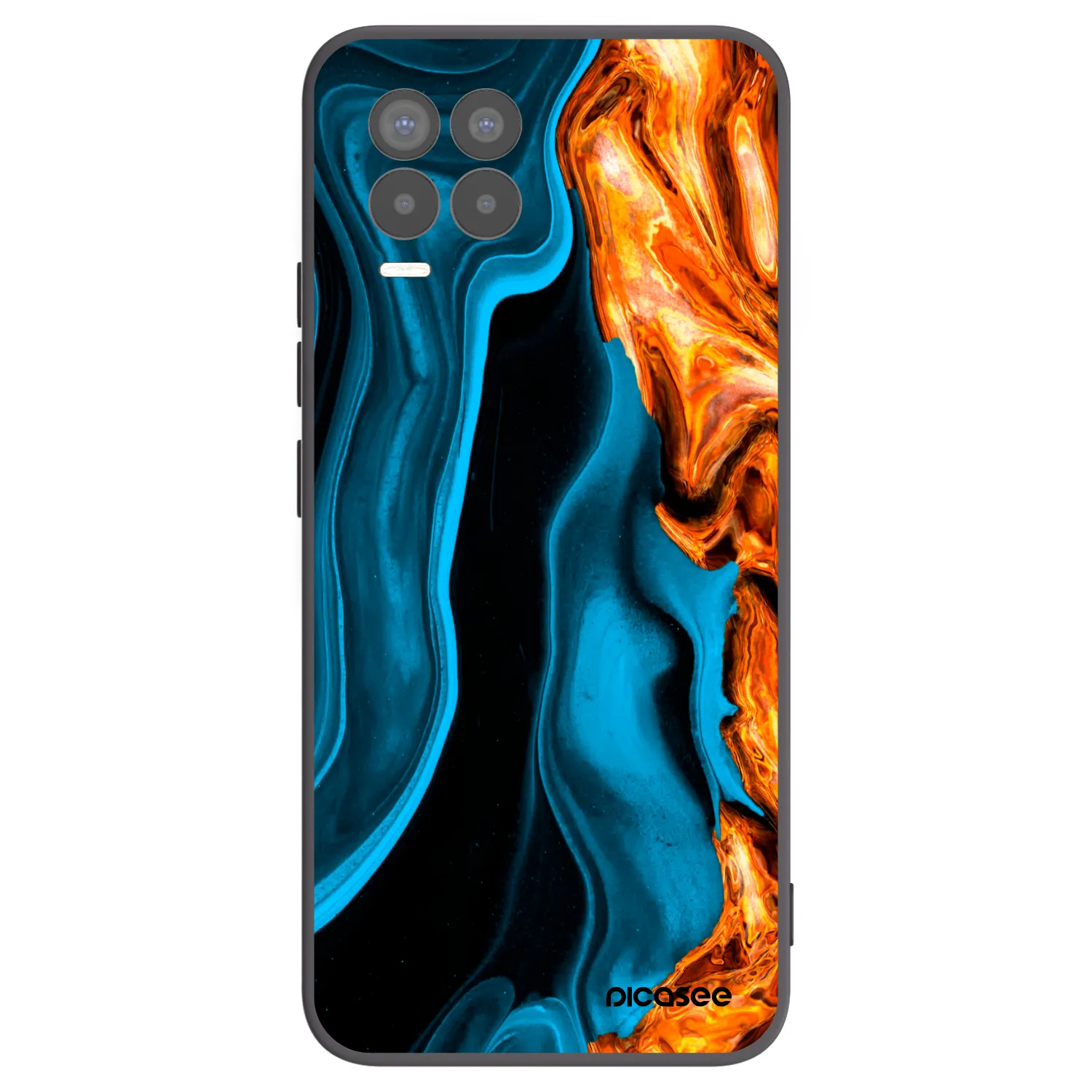 Picasee Realme 8 4G Hülle - Schwarzes Silikon - Gold blue