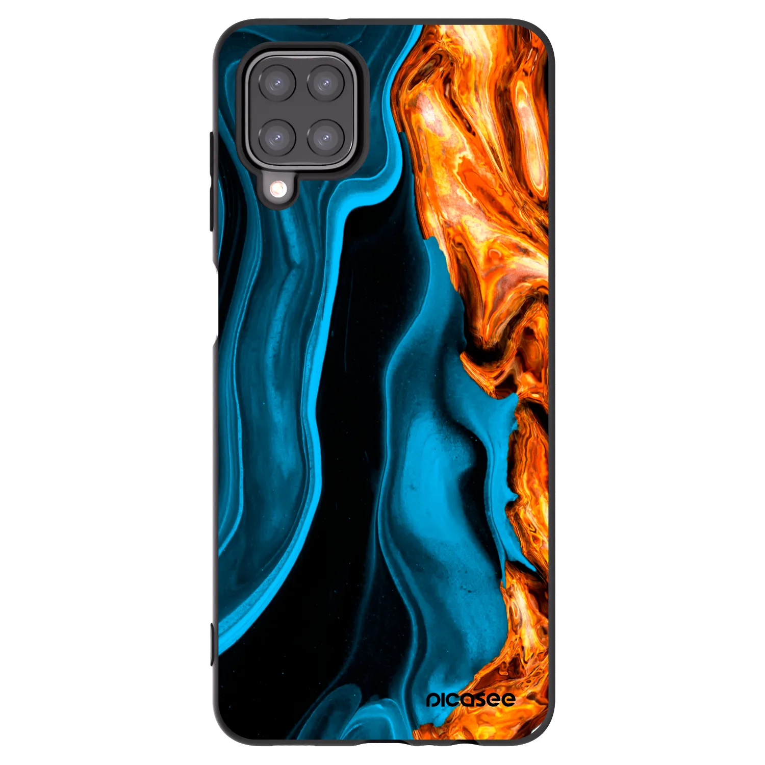 Picasee Samsung Galaxy M12 M127F Hülle - Schwarzes Silikon - Gold blue