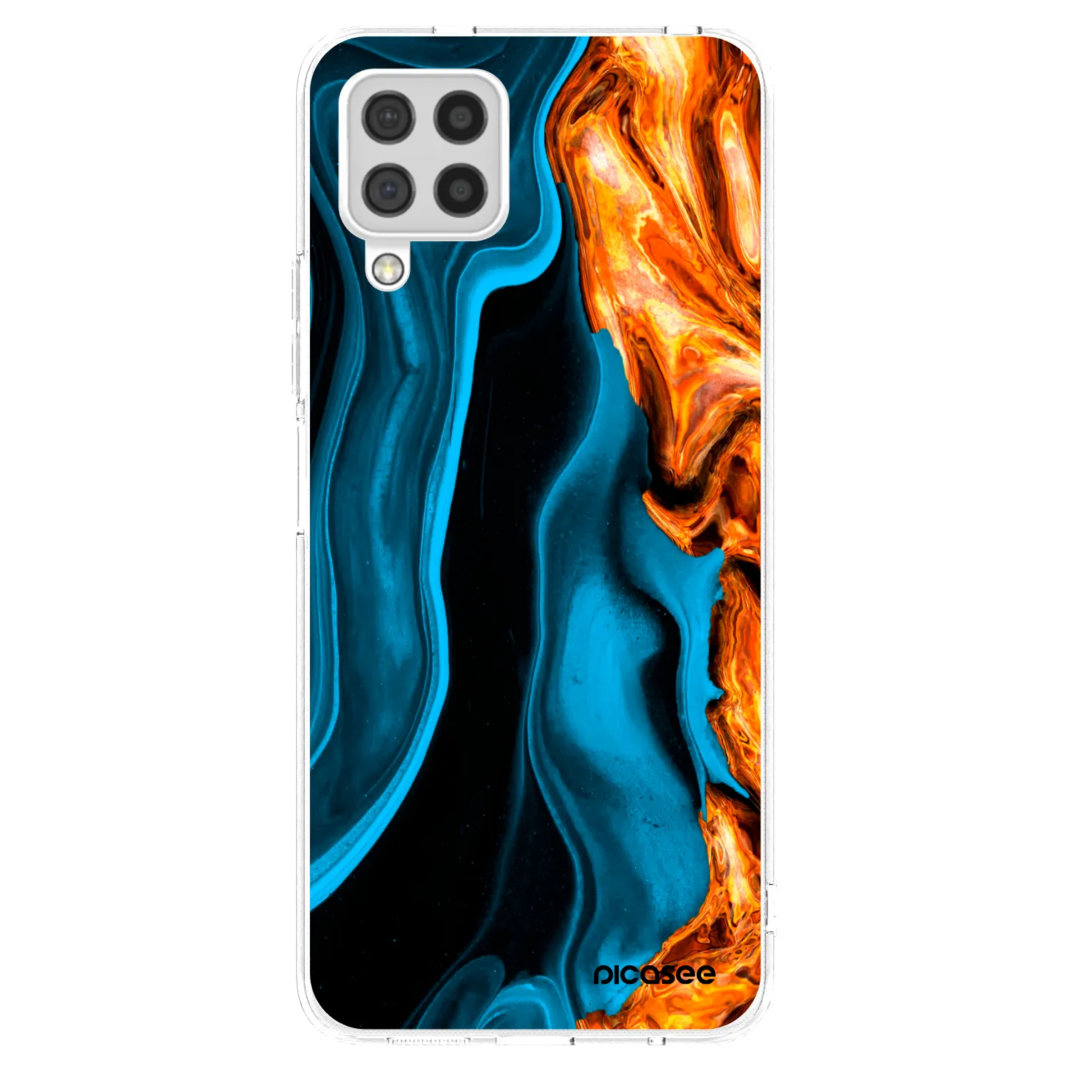 Picasee Samsung Galaxy A22 A225F 4G Hülle - Transparentes Silikon - Gold blue
