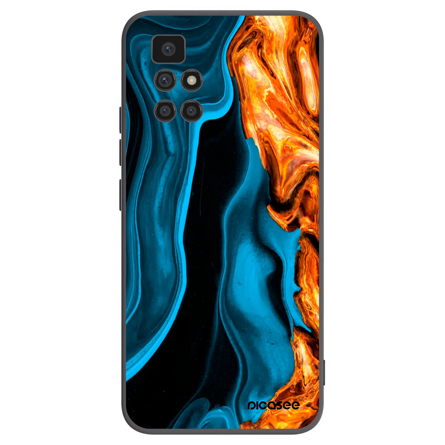 Picasee Xiaomi Redmi 10 Hülle - Schwarzes Silikon - Gold blue