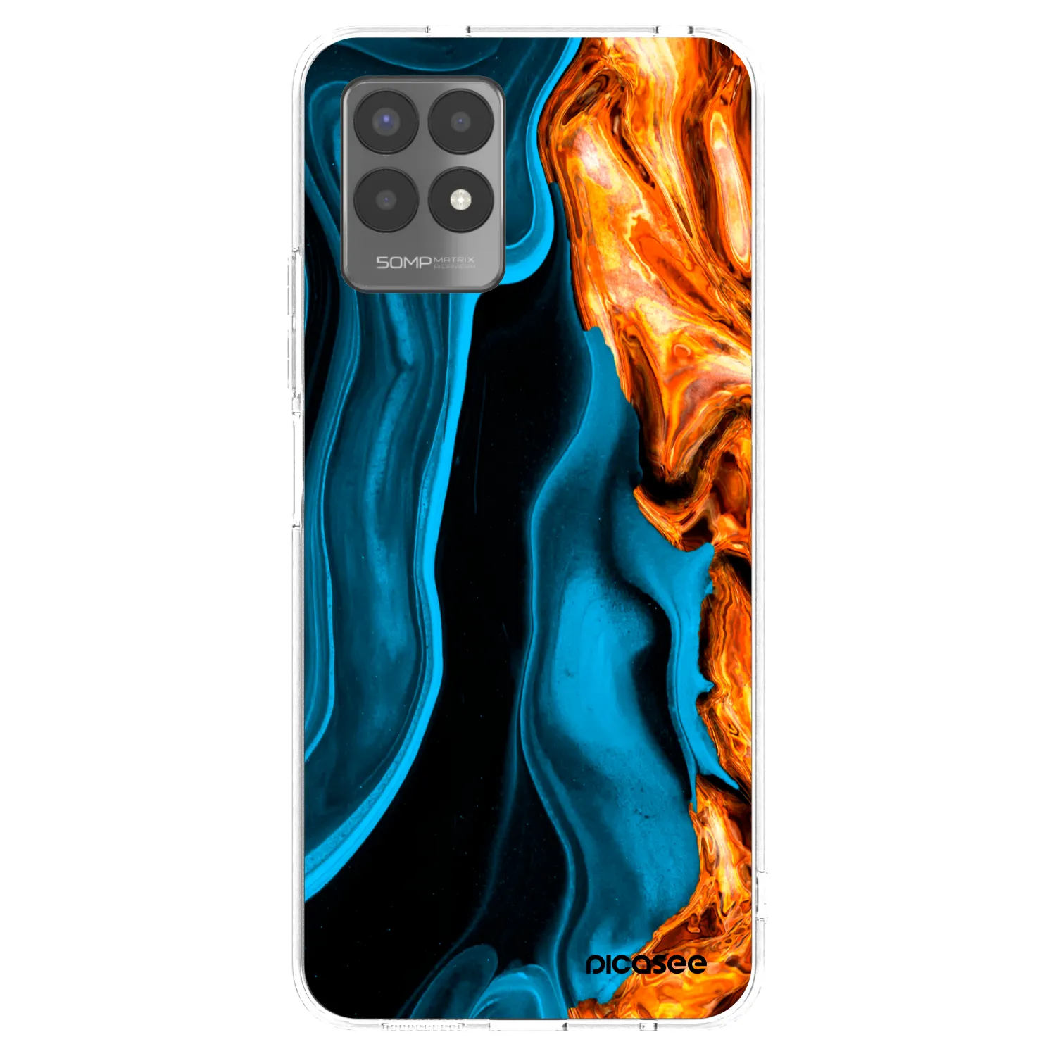 Picasee Realme 8i Hülle - Transparentes Silikon - Gold blue