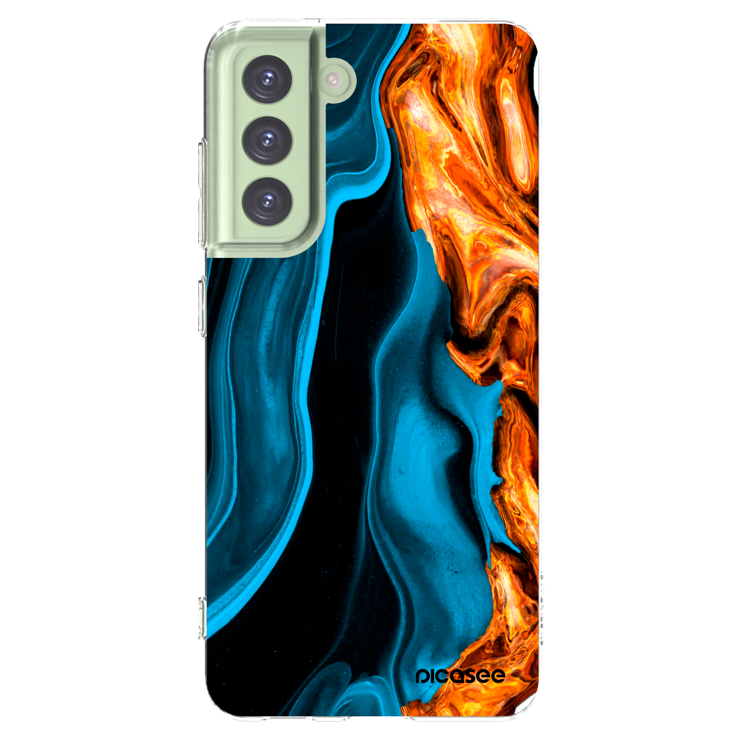 Picasee Samsung Galaxy S21 FE 5G Hülle - Transparentes Silikon - Gold blue