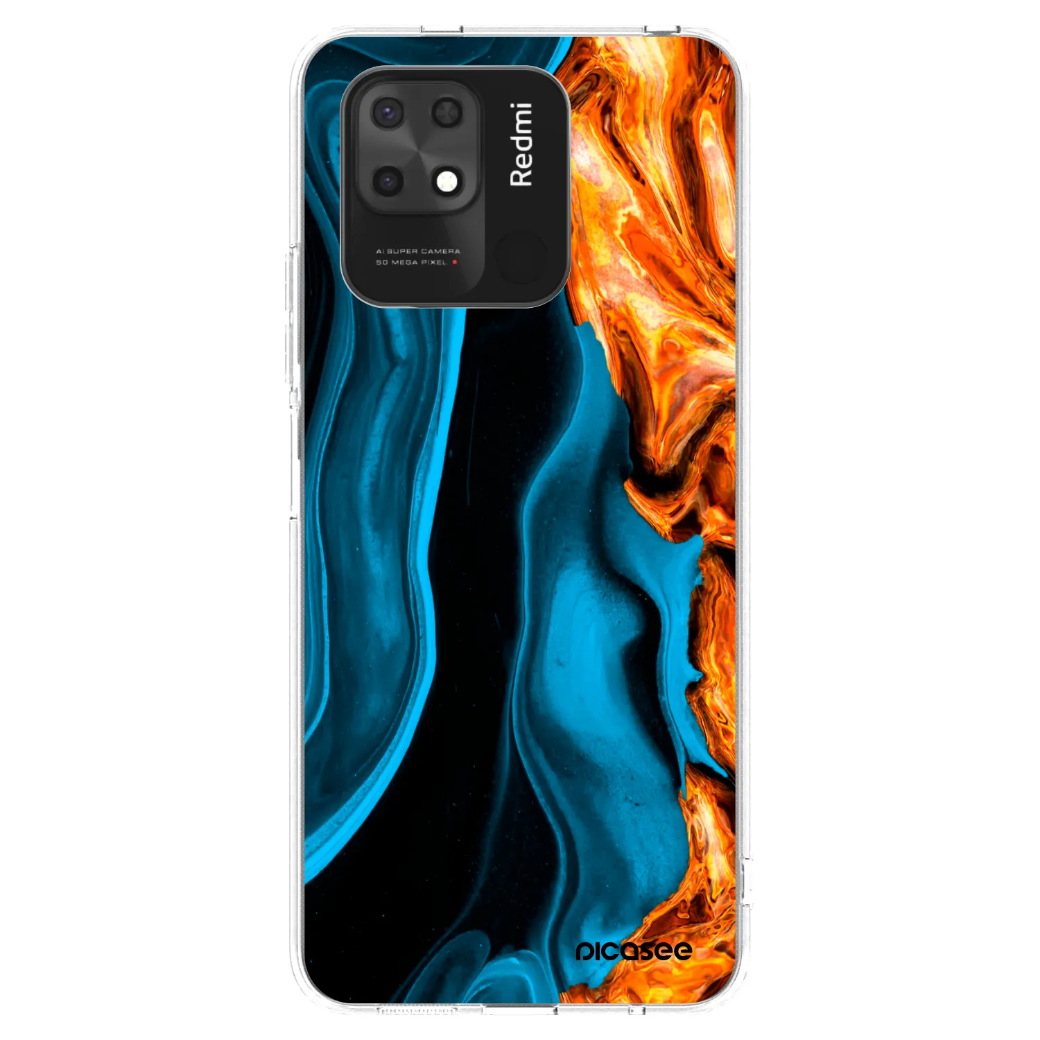 Picasee Xiaomi Redmi 10C Hülle - Transparentes Silikon - Gold blue