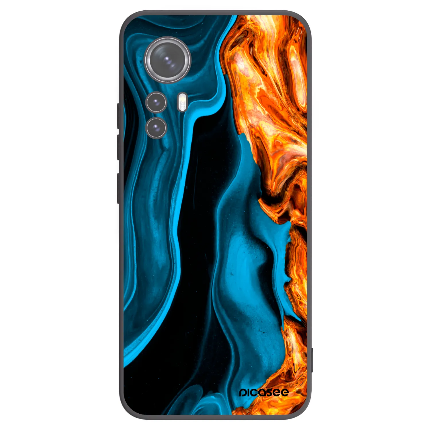 Picasee Xiaomi 12X Hülle - Schwarzes Silikon - Gold blue