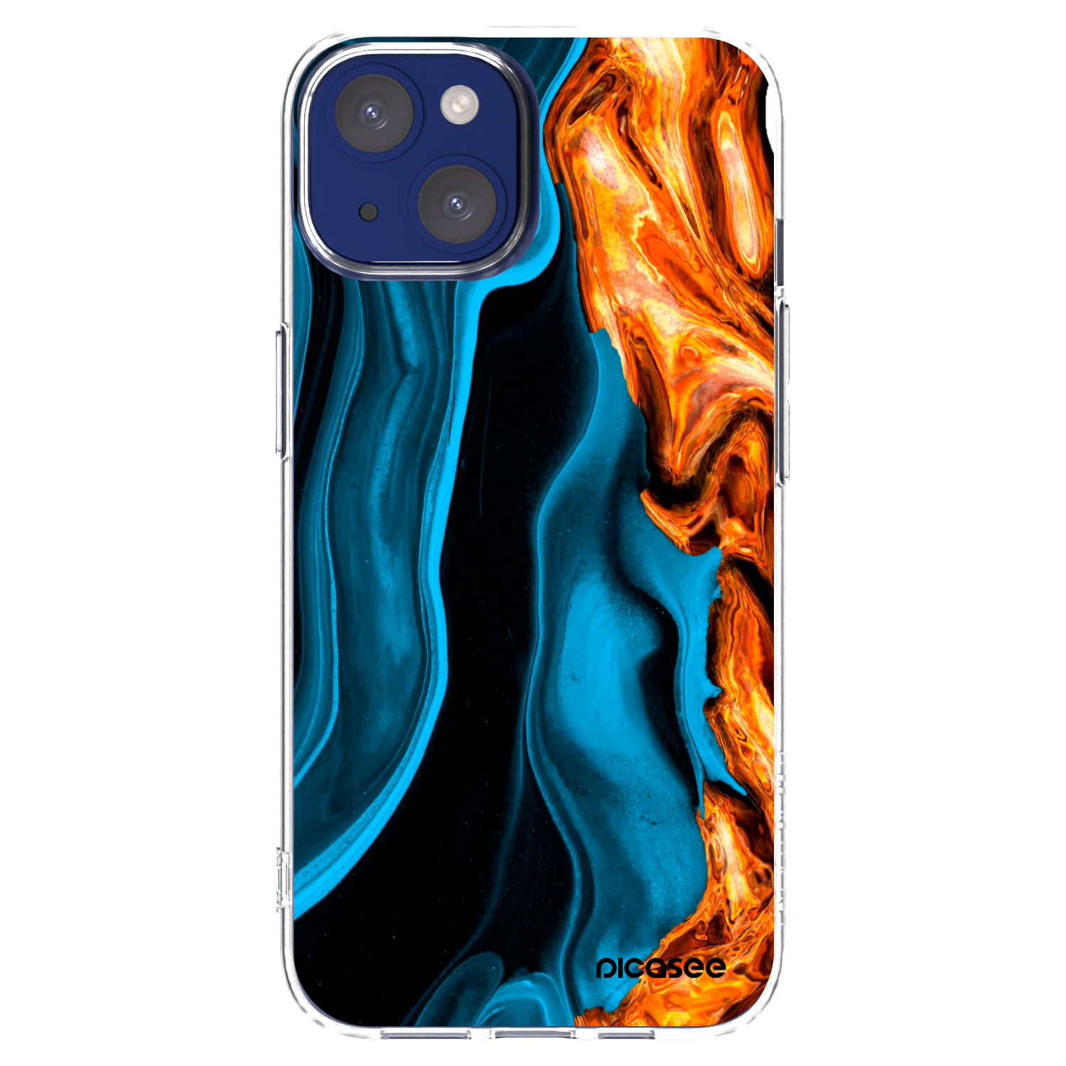 Picasee Apple iPhone 14 Hülle - Transparentes Silikon - Gold blue