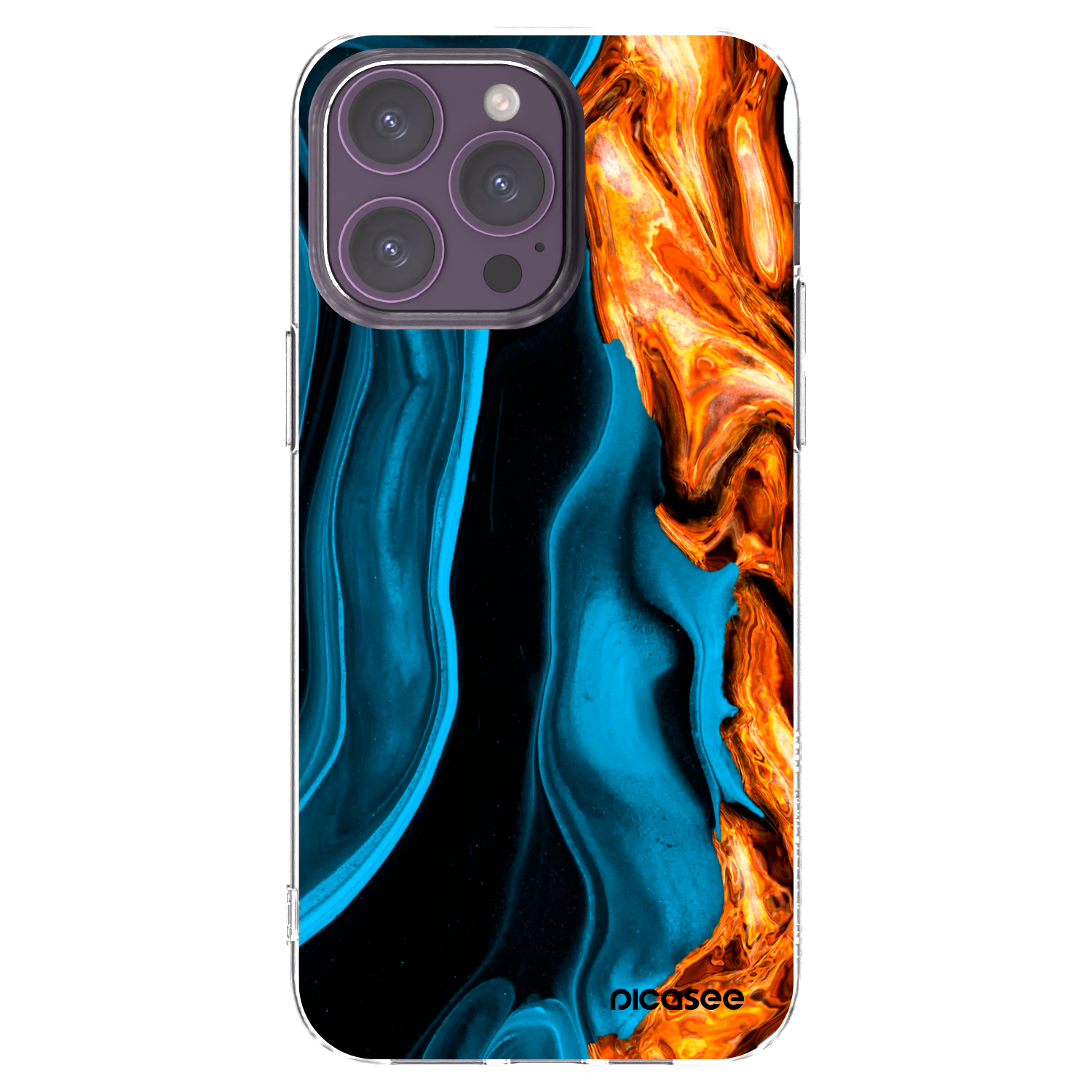 Picasee Apple iPhone 14 Pro Max Hülle - Transparentes Silikon - Gold blue