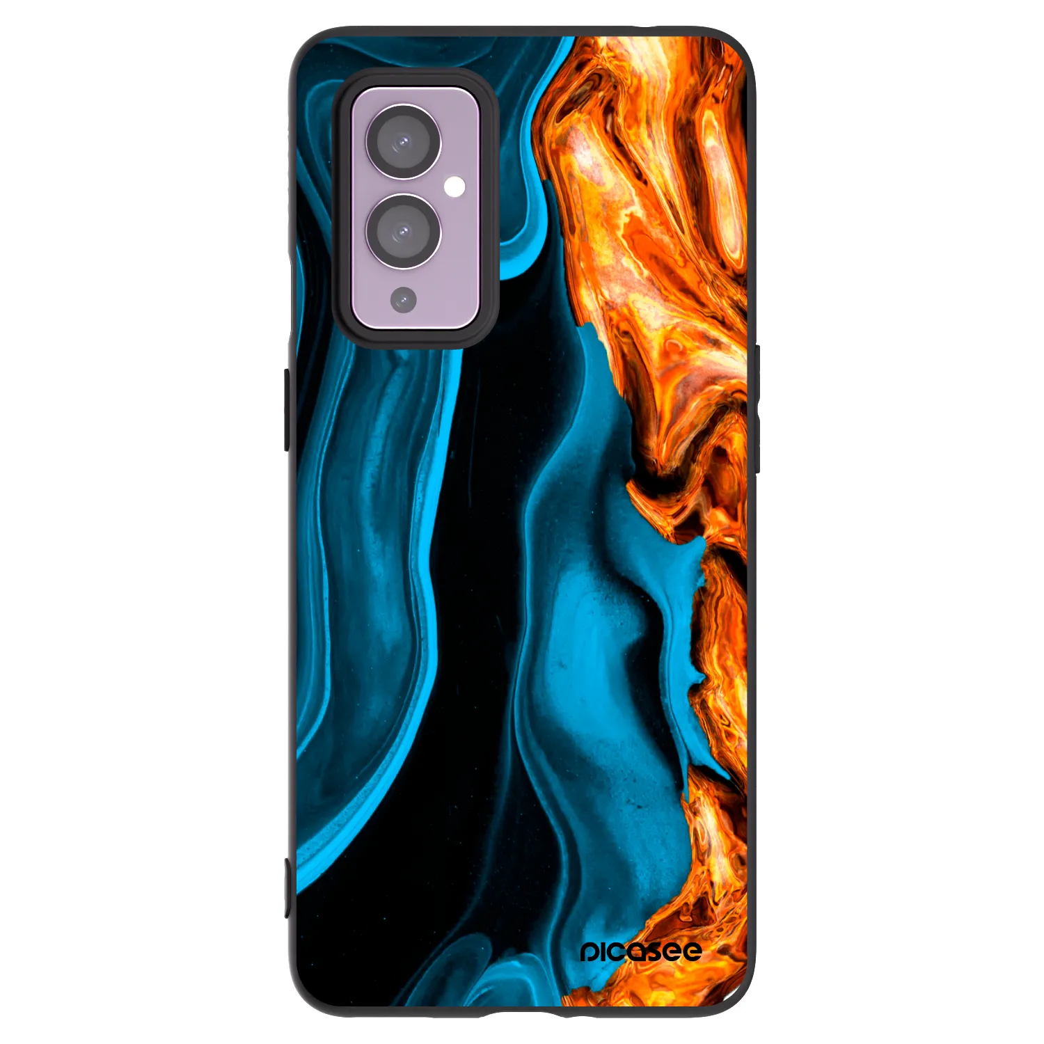 Picasee OnePlus 9 Hülle - Schwarzes Silikon - Gold blue