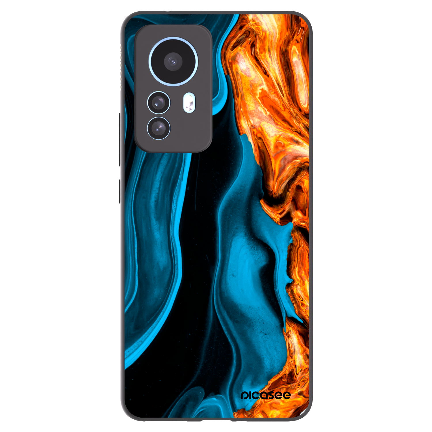 Picasee Xiaomi 12T Hülle - Schwarzes Silikon - Gold blue