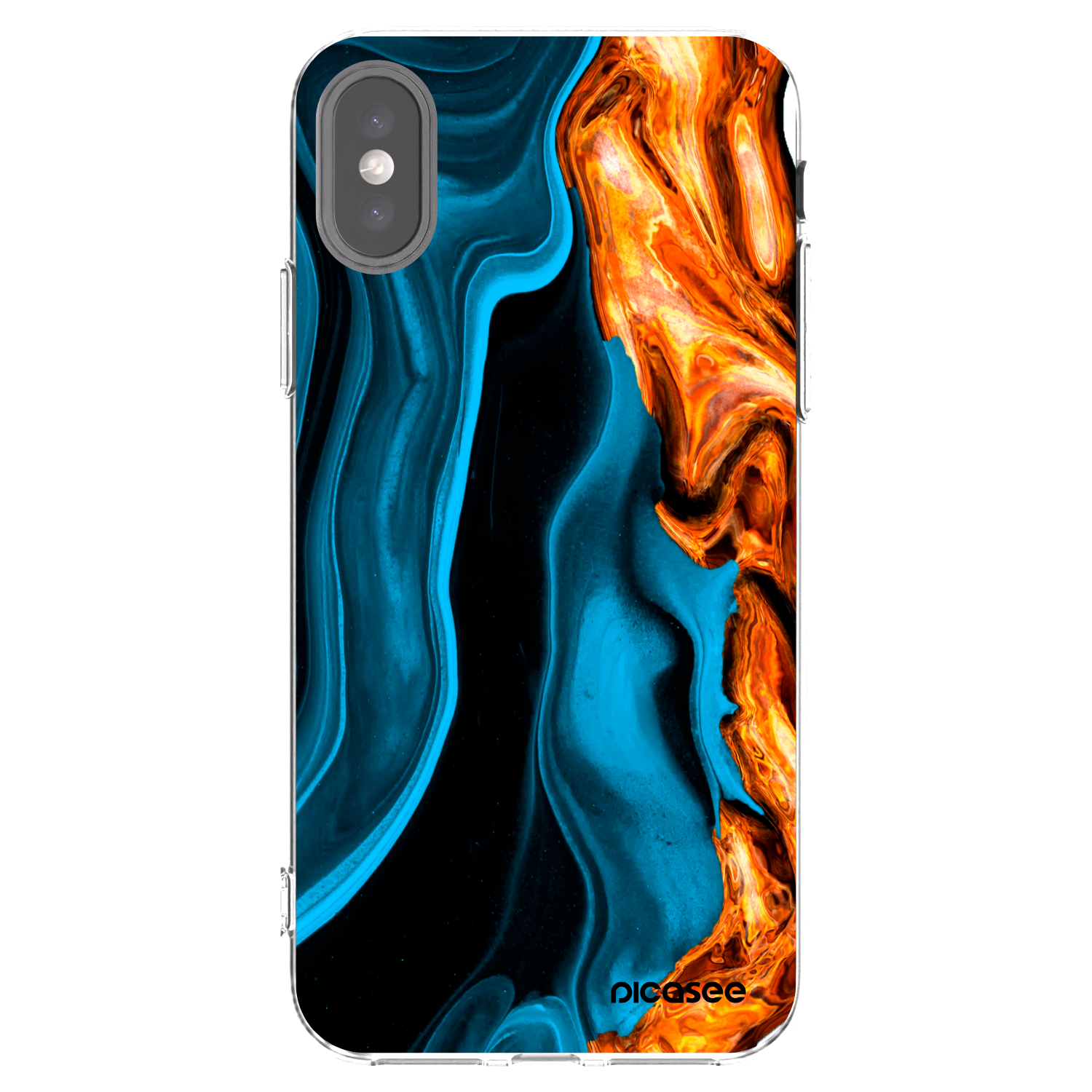 Picasee Apple iPhone X/XS Hülle - Transparentes Silikon - Gold blue