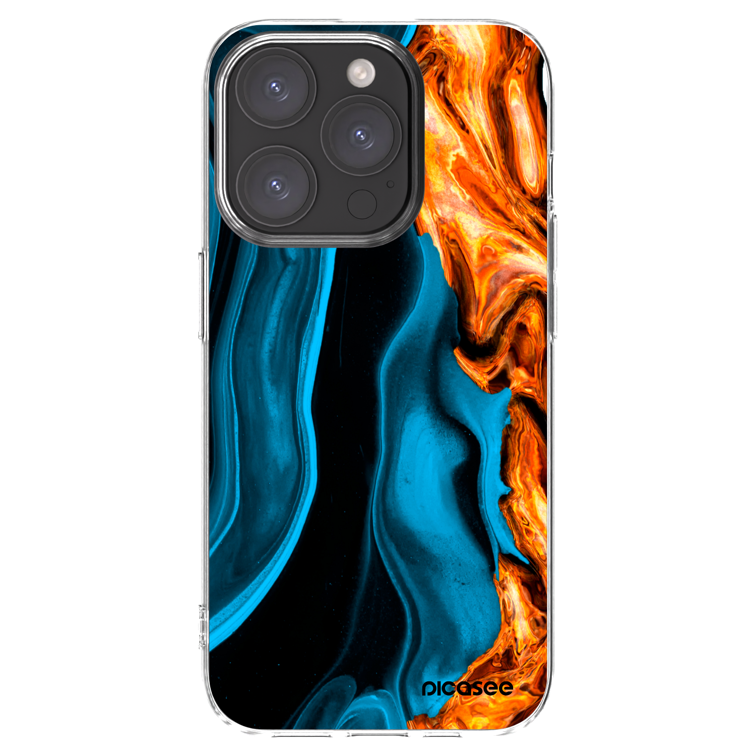 Picasee Apple iPhone 15 Pro Hülle - Transparentes Silikon - Gold blue