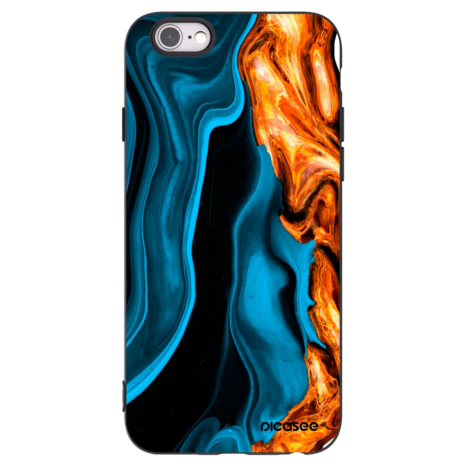 Picasee Apple iPhone 6/6S Hülle - Schwarzes Silikon - Gold blue