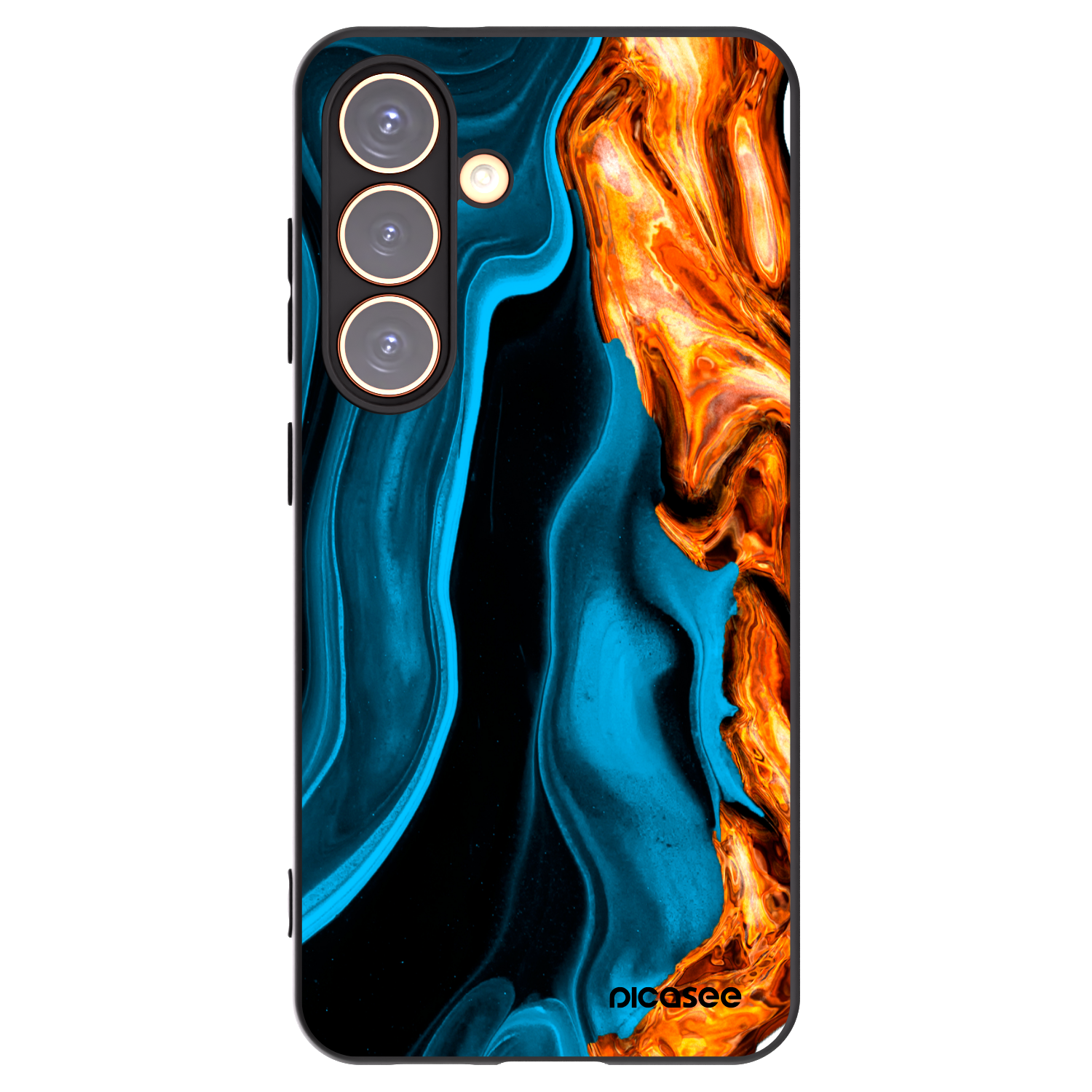 Picasee Samsung Galaxy S24 S921B 5G Hülle - Schwarzes Silikon - Gold blue
