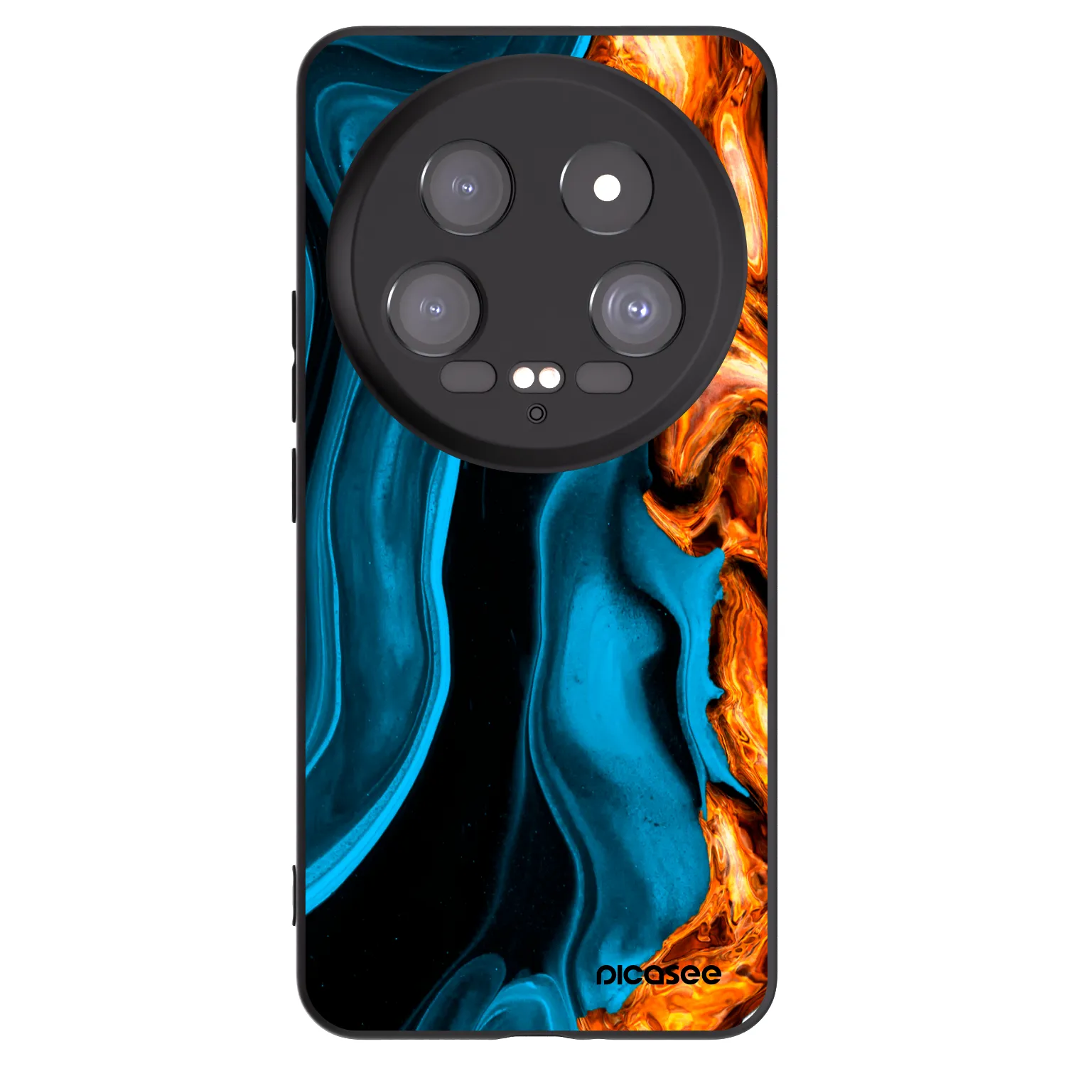 Picasee Xiaomi 14 Ultra Hülle - Schwarzes Silikon - Gold blue