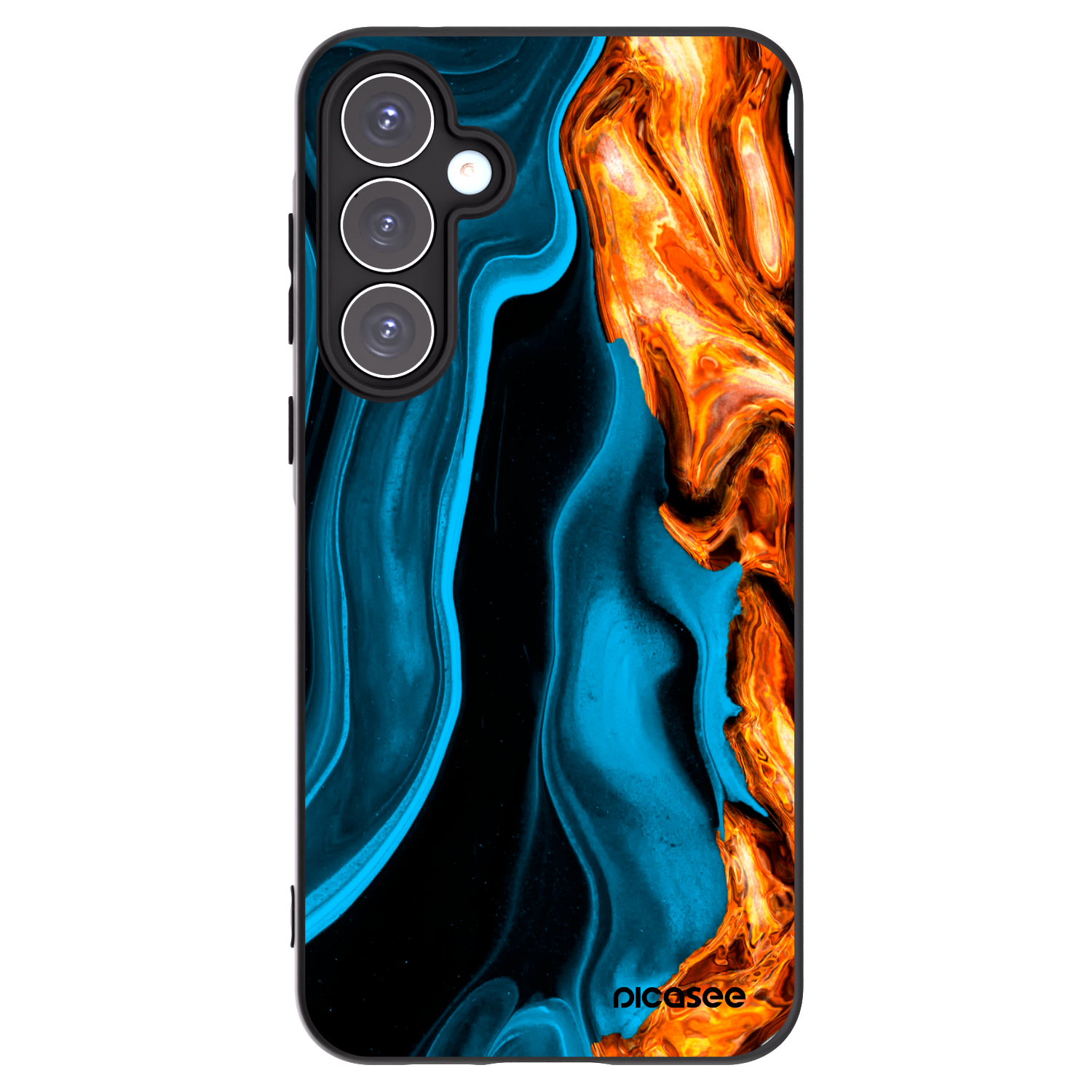 Picasee Samsung Galaxy A55 5G A556B Hülle - Schwarzes Silikon - Gold blue