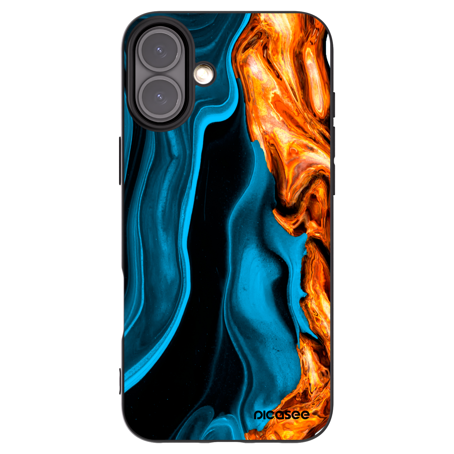 Picasee Apple iPhone 16 Plus Hülle - Schwarzes Silikon - Gold blue