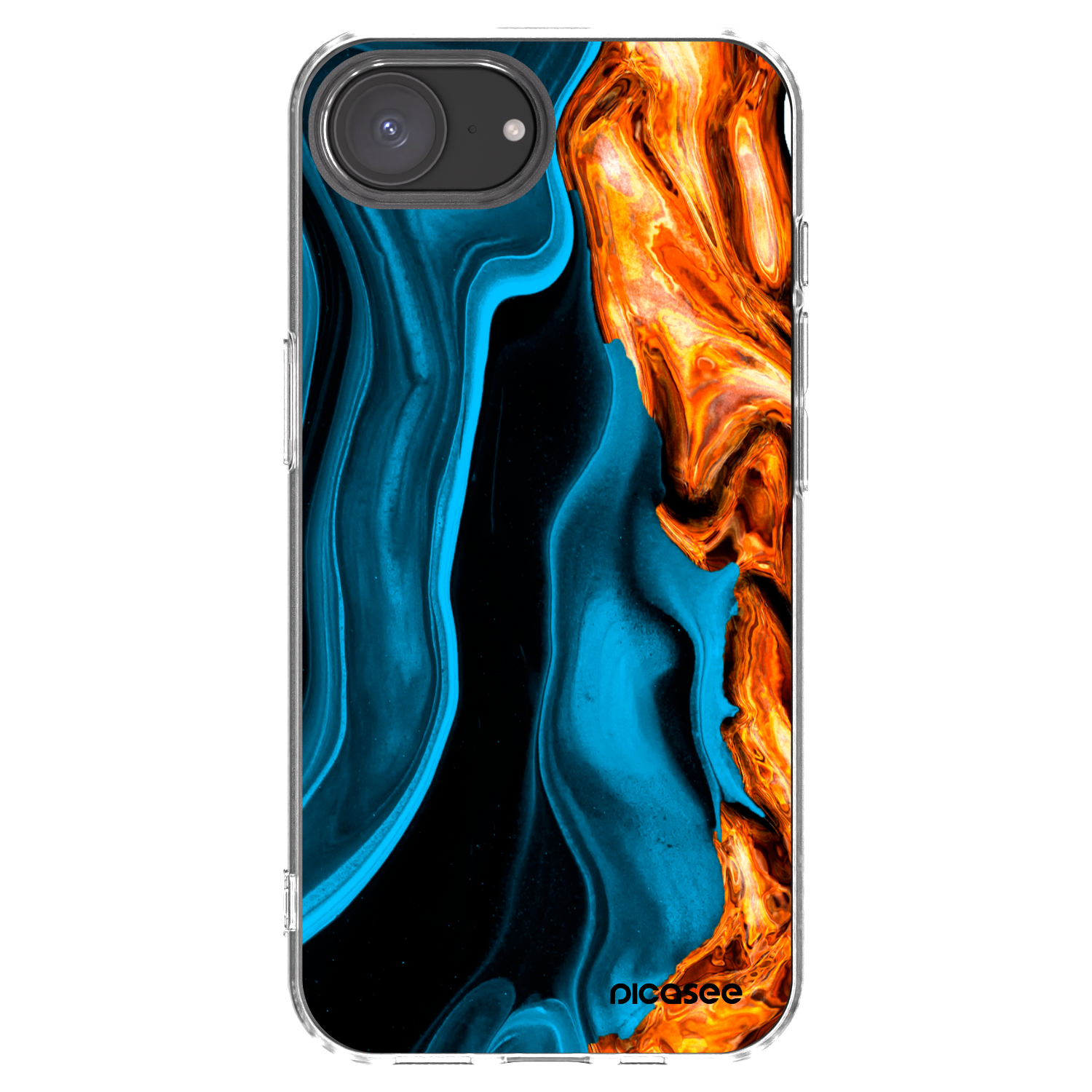 Picasee Apple iPhone 16e Hülle - Transparentes Silikon - Gold blue