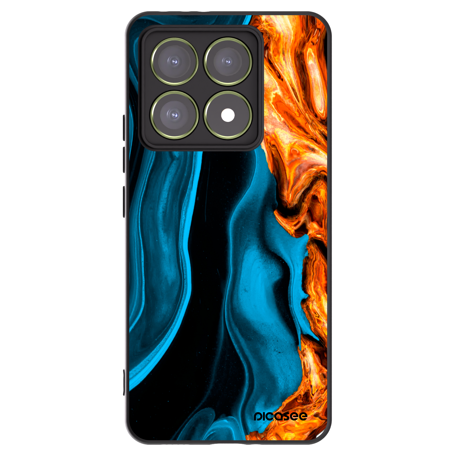 Picasee Xiaomi 14T Hülle - Schwarzes Silikon - Gold blue