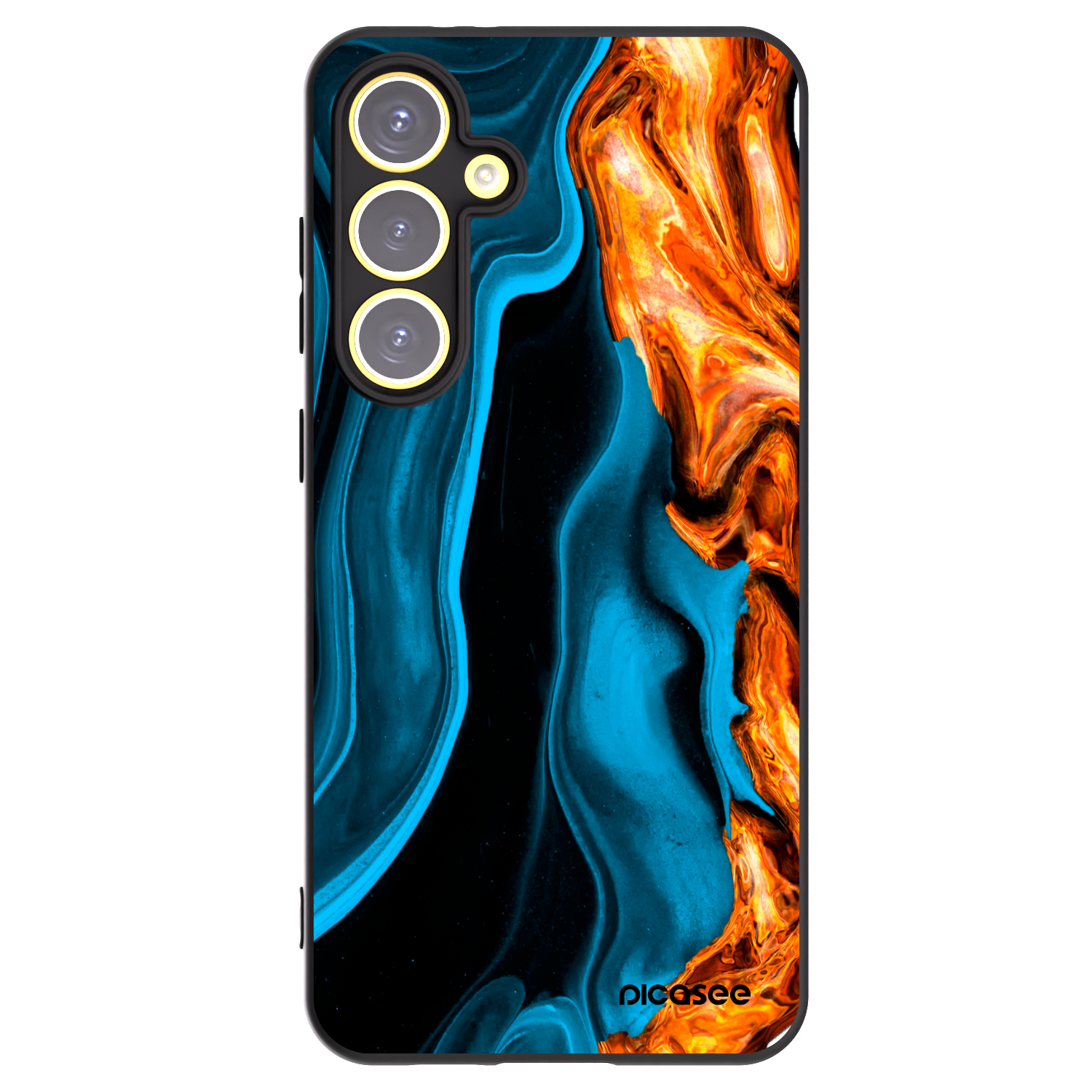 Picasee Samsung Galaxy S24 FE S721B Hülle - Schwarzes Silikon - Gold blue