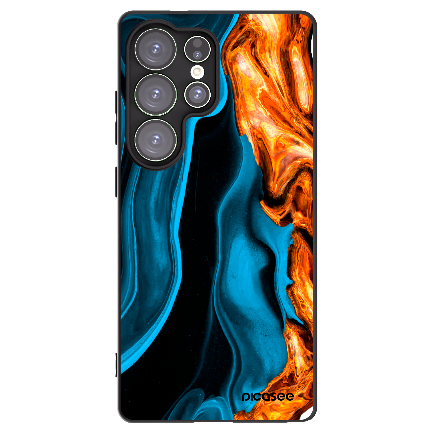 Picasee Samsung Galaxy S25 Ultra 5G Hülle - Schwarzes Silikon - Gold blue
