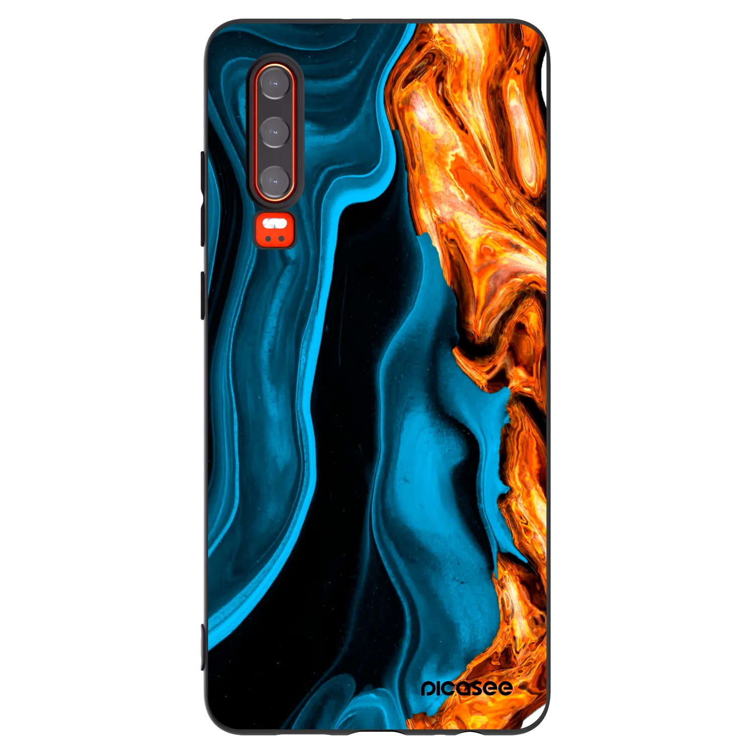 Picasee Huawei P30 Hülle - Schwarzes Silikon - Gold blue