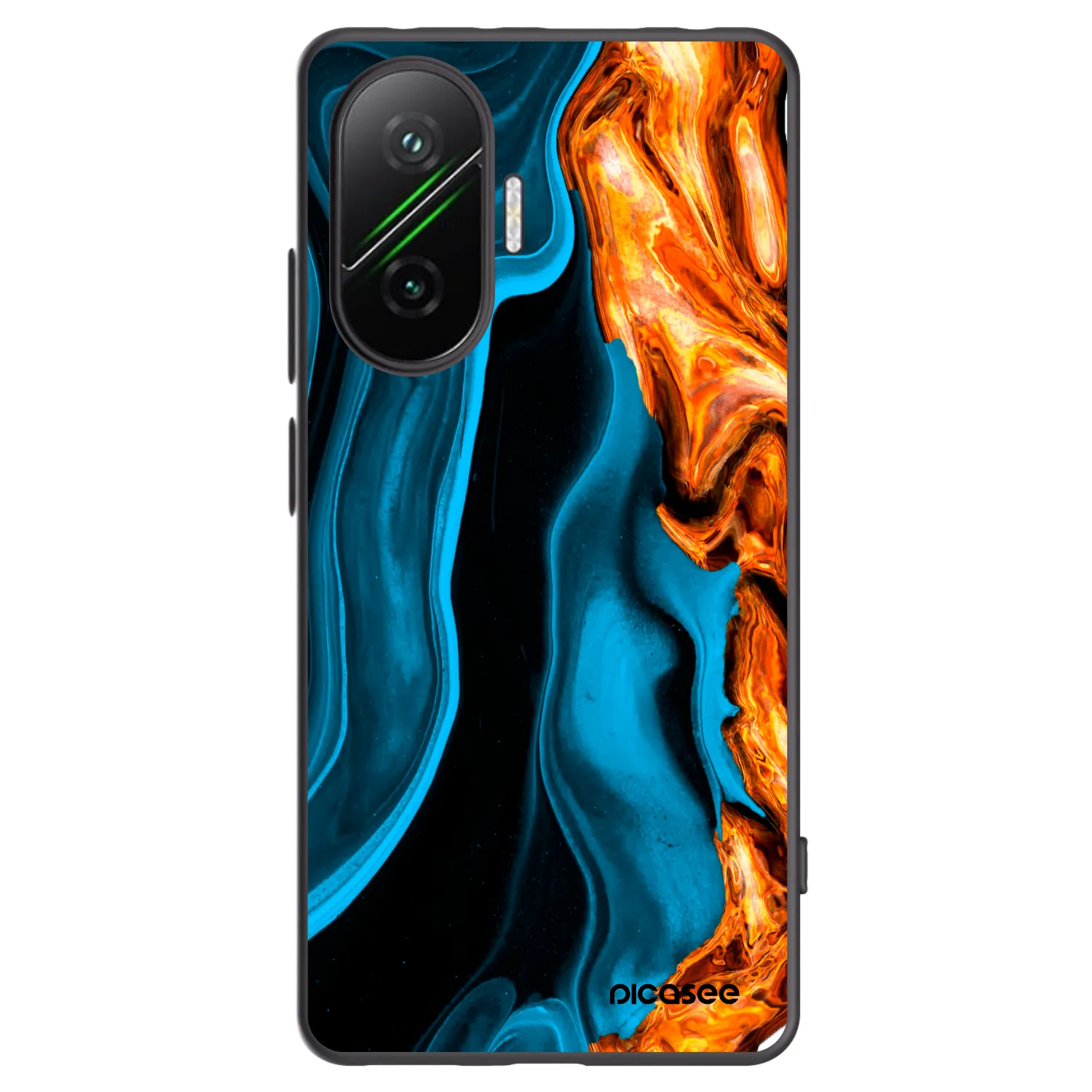 Picasee Xiaomi Poco F7 5G Hülle - Schwarzes Silikon - Gold blue