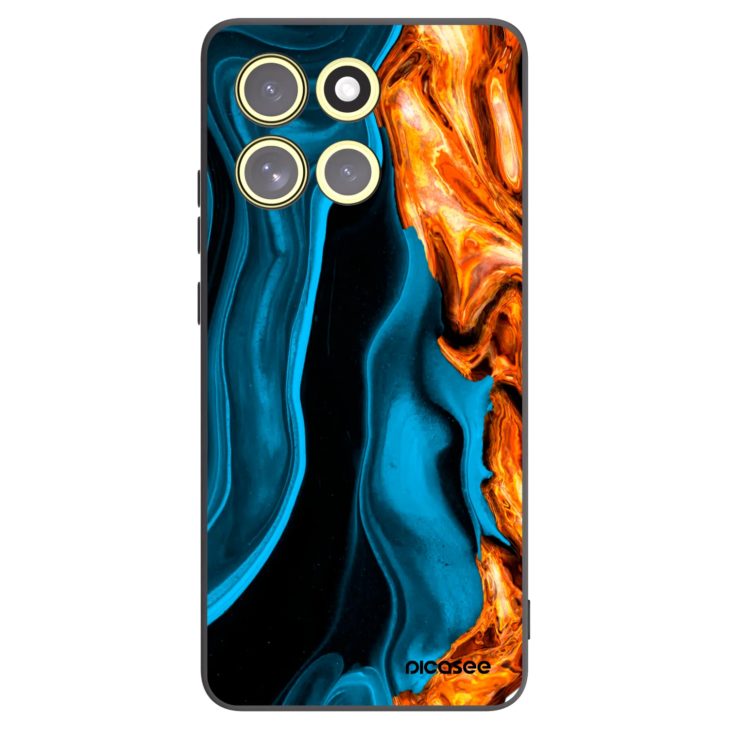 Picasee Motorola Moto G86 5G Hülle - Schwarzes Silikon - Gold blue