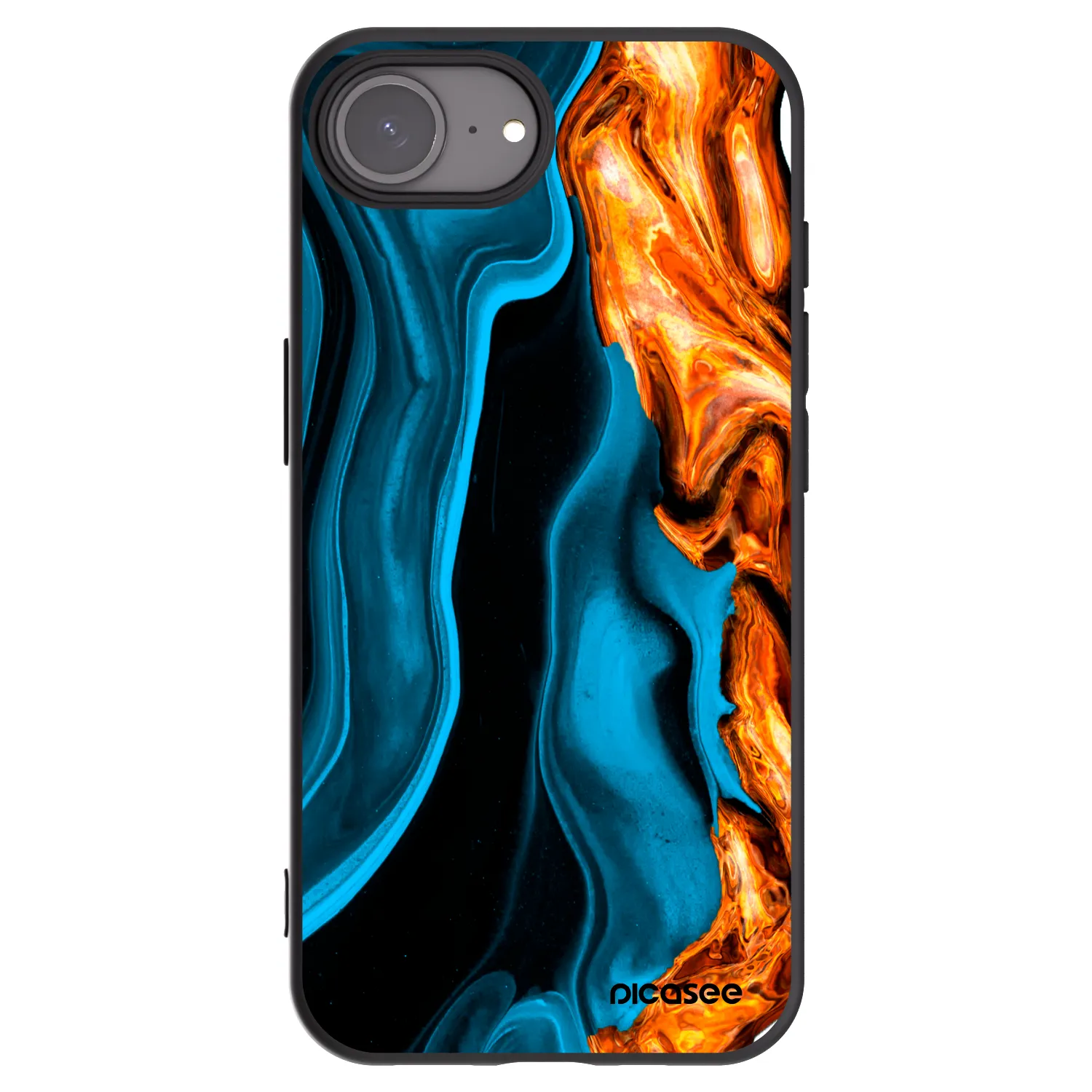 Picasee Apple iPhone 17e Hülle - Schwarzes Silikon - Gold blue