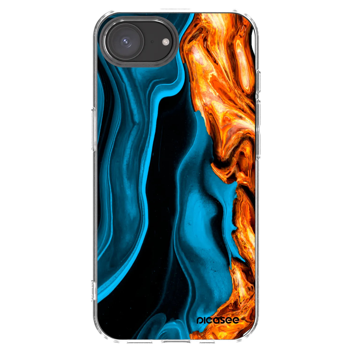 Picasee Apple iPhone 17e Hülle - Transparentes Silikon - Gold blue