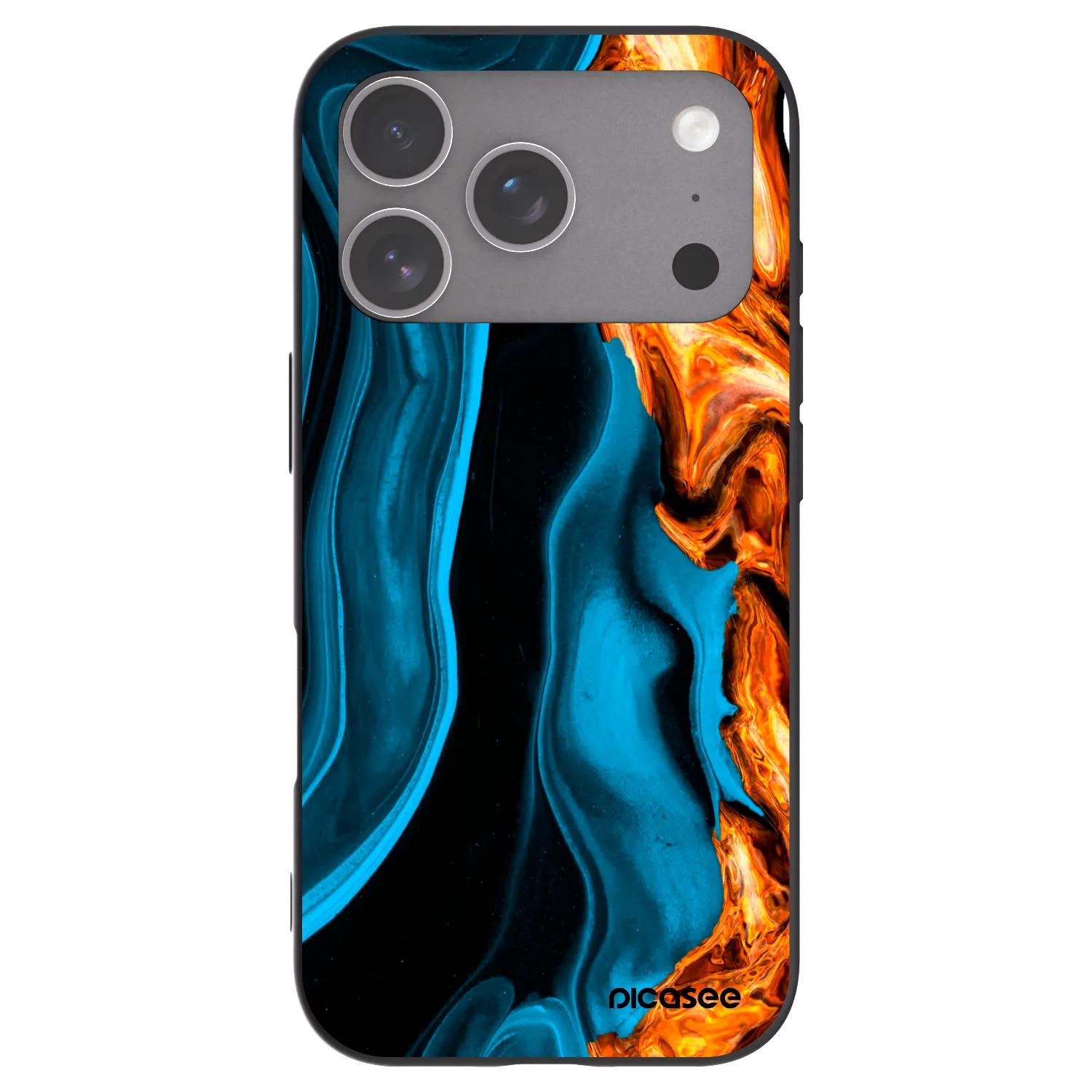 Picasee Apple iPhone 18 Pro Hülle - Schwarzes Silikon - Gold blue